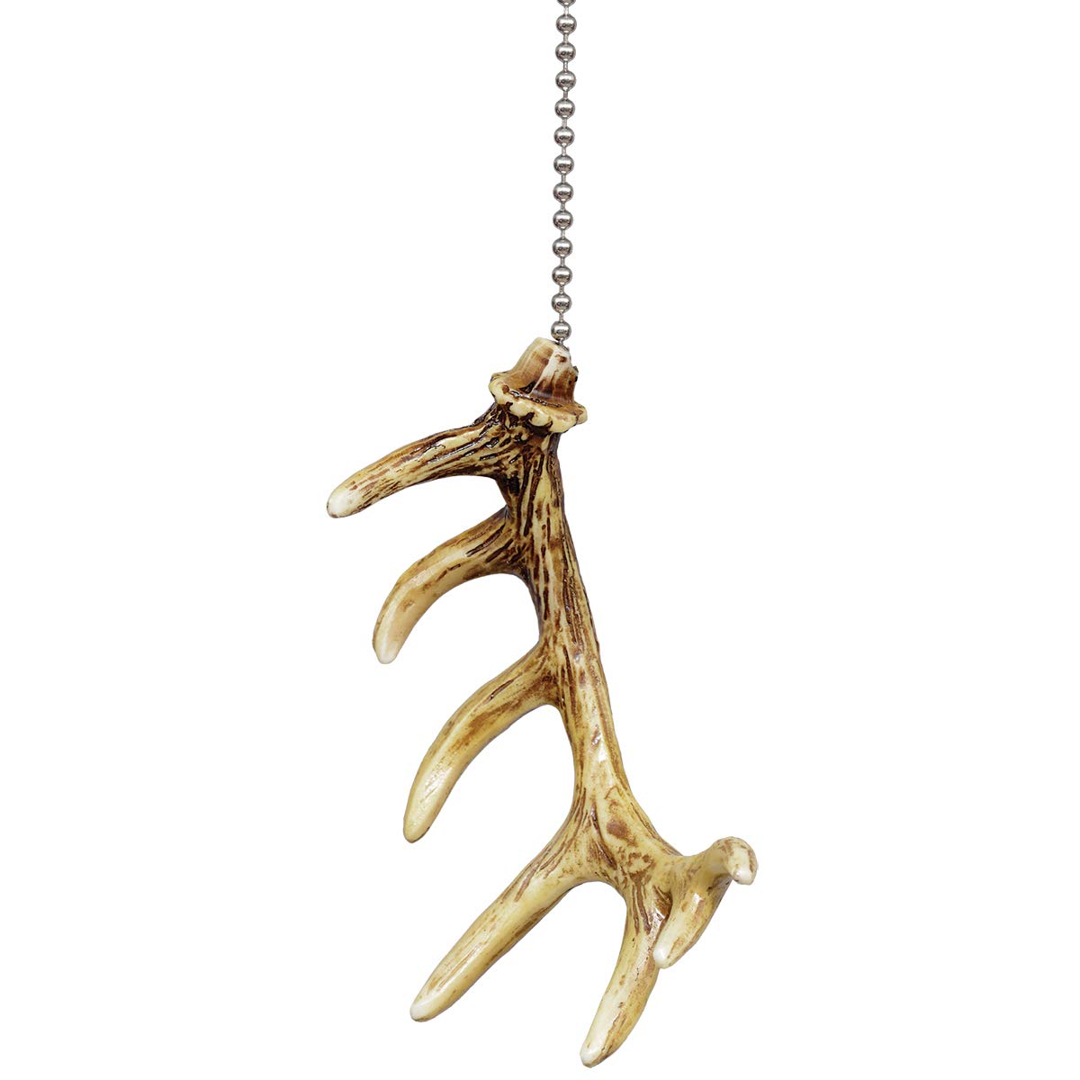 BLACK FOREST DECOR Single Antler Ceiling Fan Pull Chain - Rustic Cabin Decor for Bedroom, Living Room & Hunting Lodge - Unique Fan Pull Replacement with Natural Antler Design