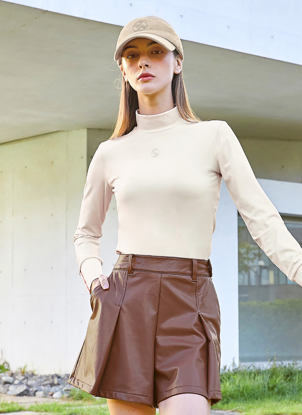 Stylish Mock Neck Stretch Long Sleeve Shirt for Women - Comfortable & Fashionable Tops for Work, Casual & Layering