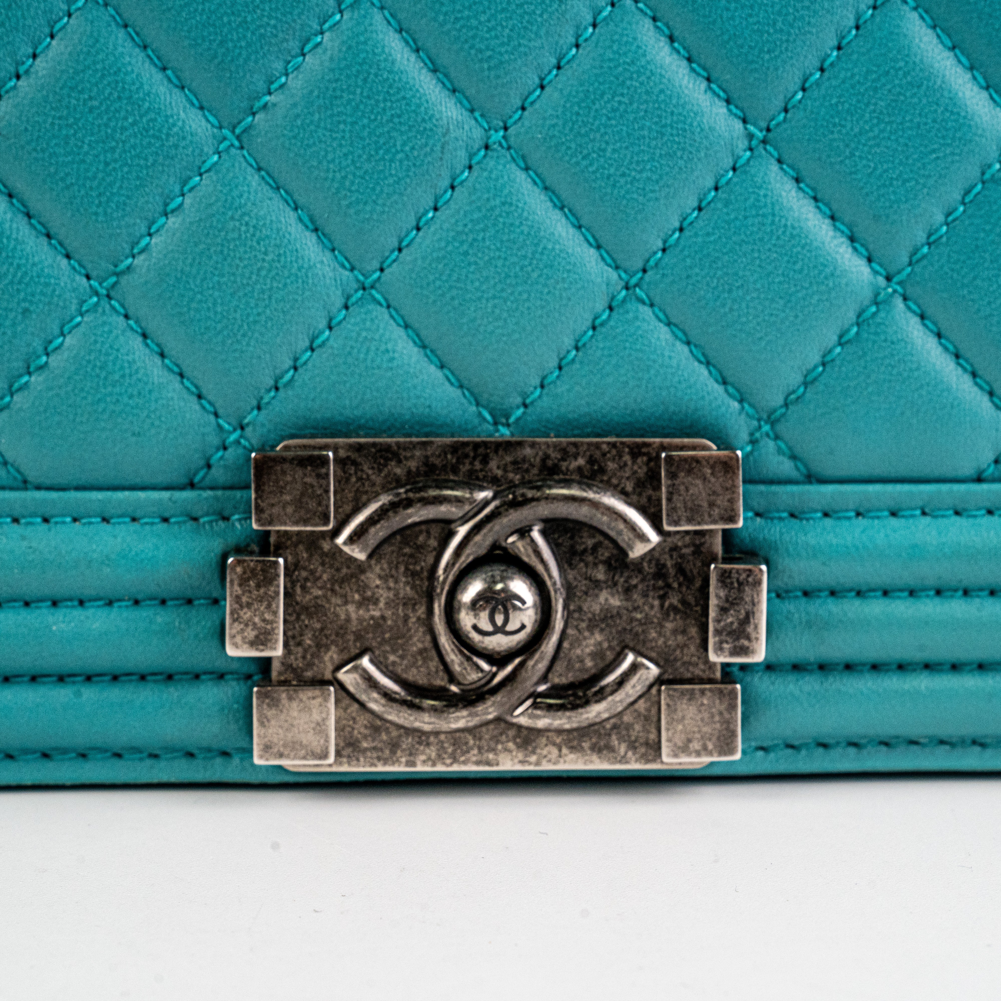Chanel Old Medium Boy Blue Leather Crossbody Bag - Luxury Designer Handbag for Women, Perfect for Parties, Dates & Everyday Use