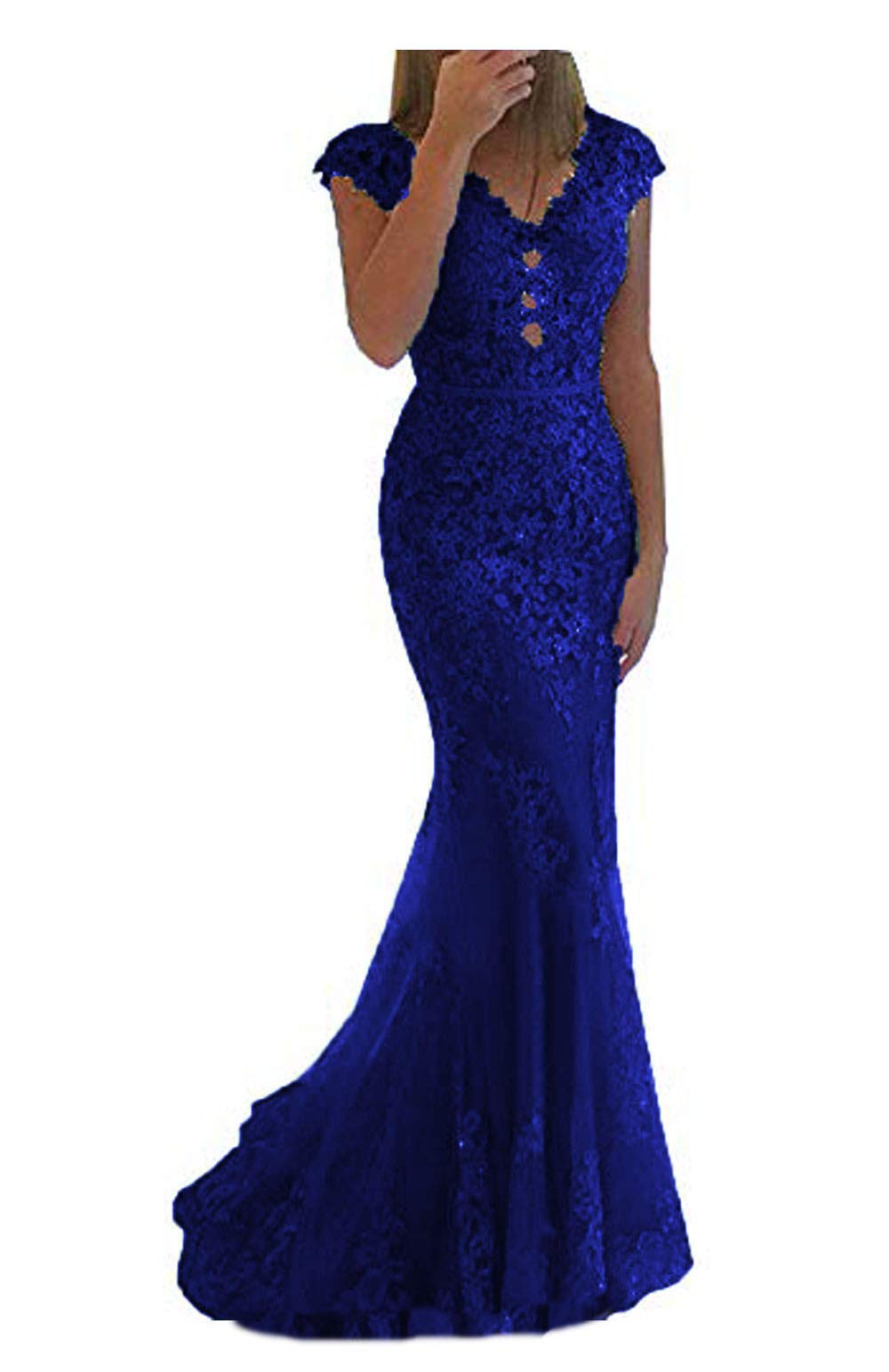 Elegant Women's Lace Mermaid V-Neck Evening Dress for Formal Parties, Prom, Wedding Guest & Special Occasions