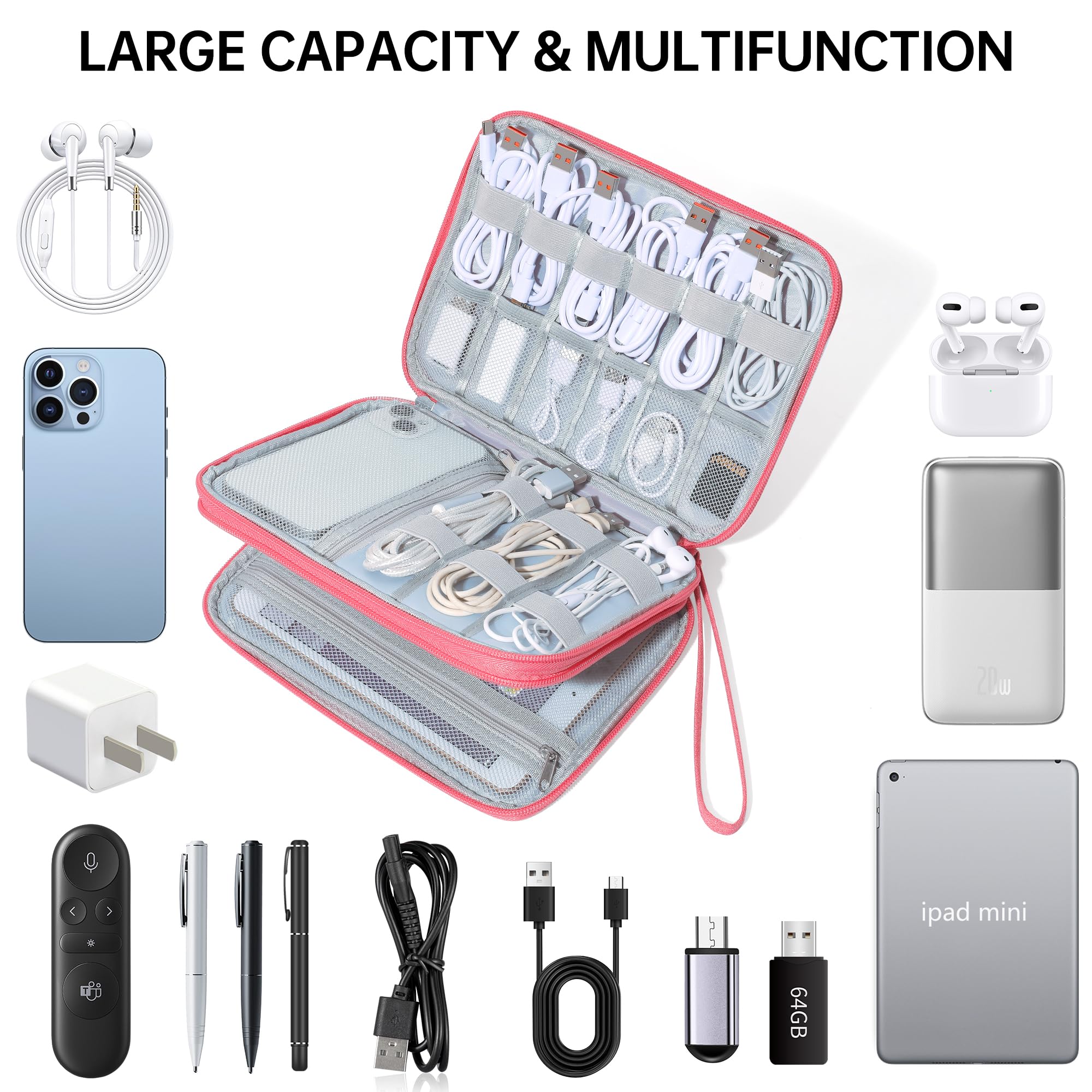 CILLA Electronics Organizer Travel Case - Compact Cable & Cord Organizer Bag for Chargers, Phones & Accessories - Perfect for Travel, Office & Home Storage