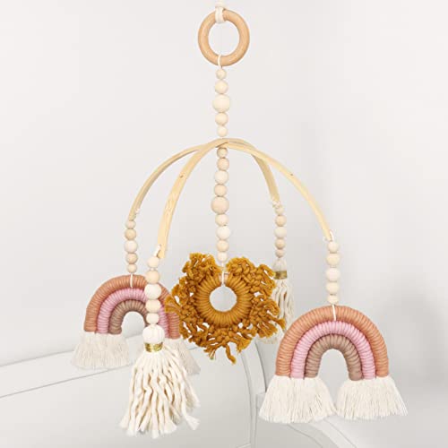 Rainbow Macrame Baby Mobile - Handmade Neutral Nursery Decor for Cribs & Kids Rooms | Perfect for Baby Showers, Gender Reveal Parties & Newborn Gifts