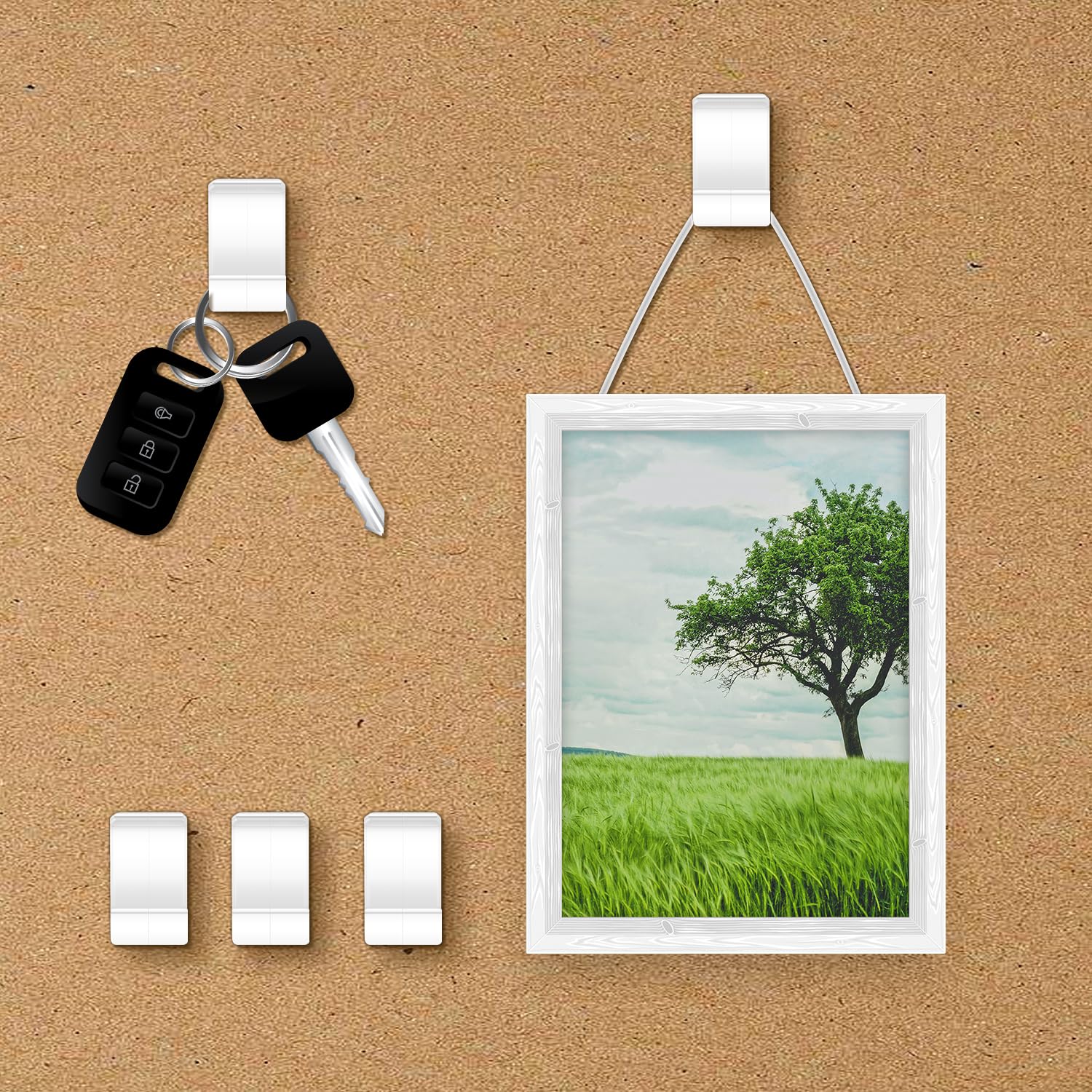 10-Pack Metal Push Pin Hooks for Cubicles - Strong Fabric Panel Wall Hooks for Office & Home - Perfect for Hanging Pictures, Clocks, Keychains & Photo Frames (White) | Ideal for Workspace Organization & Home Decor