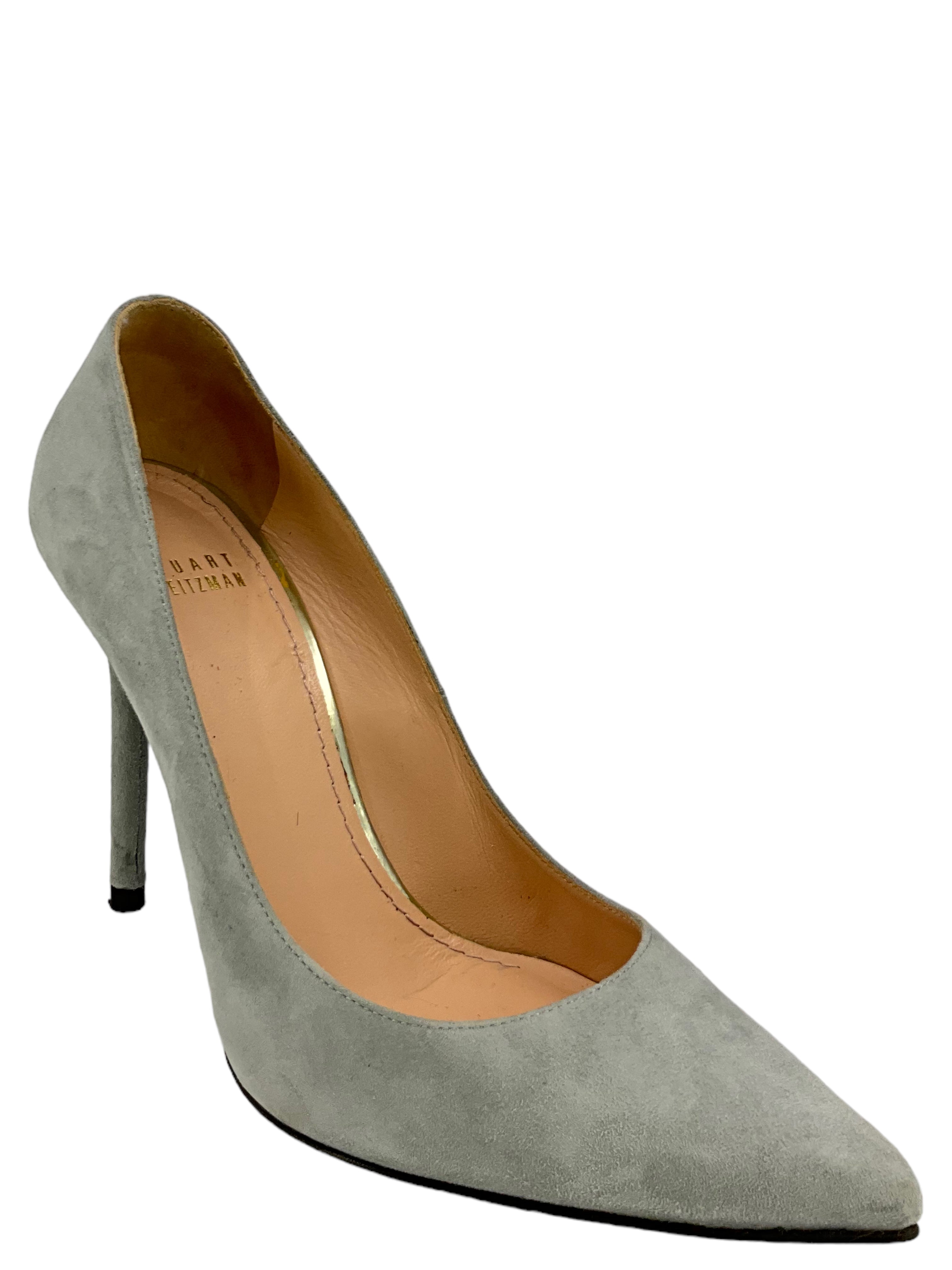 Stuart Weitzman Gray Suede High Heel Pumps Women's Size 7 - Perfect for Office, Parties & Special Occasions