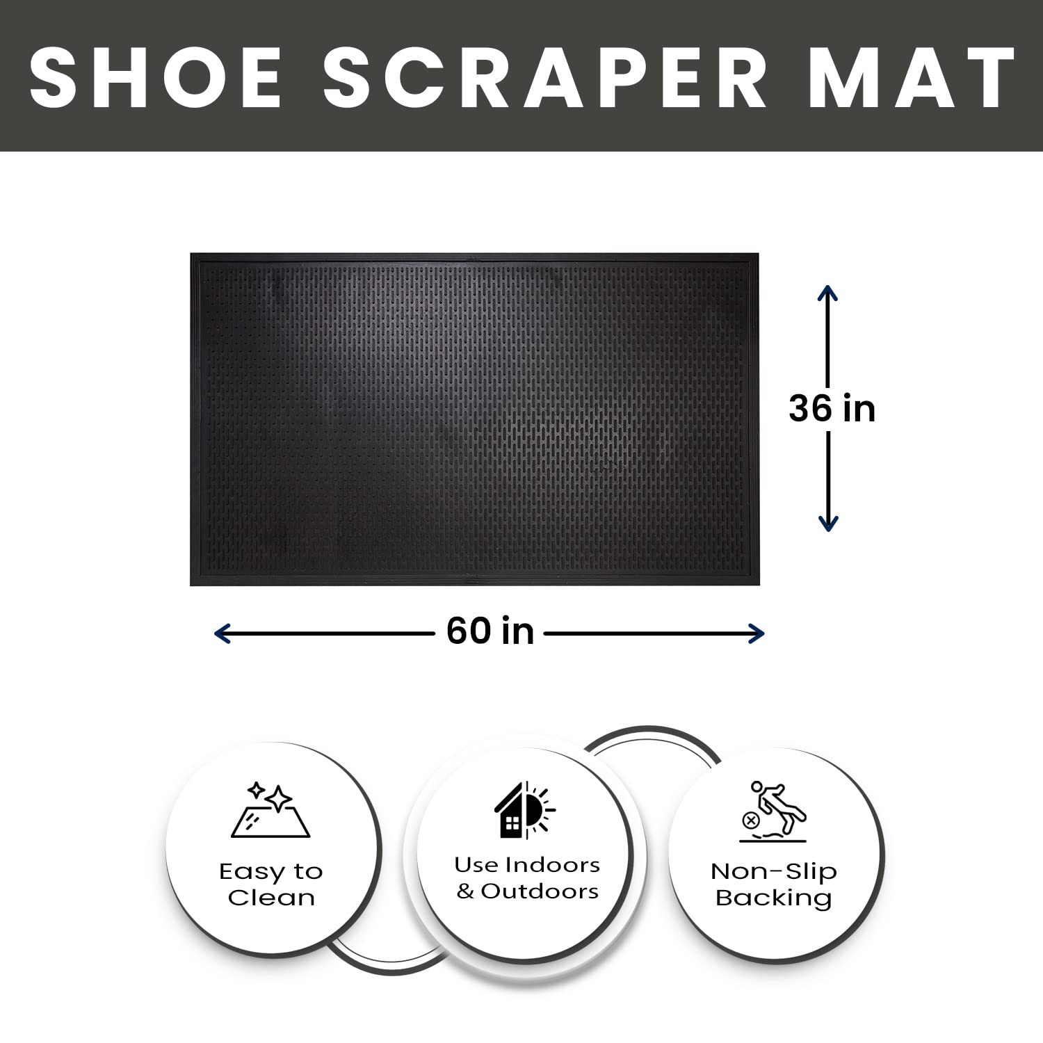 Envelor Heavy-Duty Maze Shoe Scraper Mat - 36x60 Inch Non-Slip Rubber Doormat for Indoor/Outdoor Use - Durable Floor Mat for Home Entrance, Garage & Commercial Spaces - Perfect for Mud, Snow & Dirt Removal