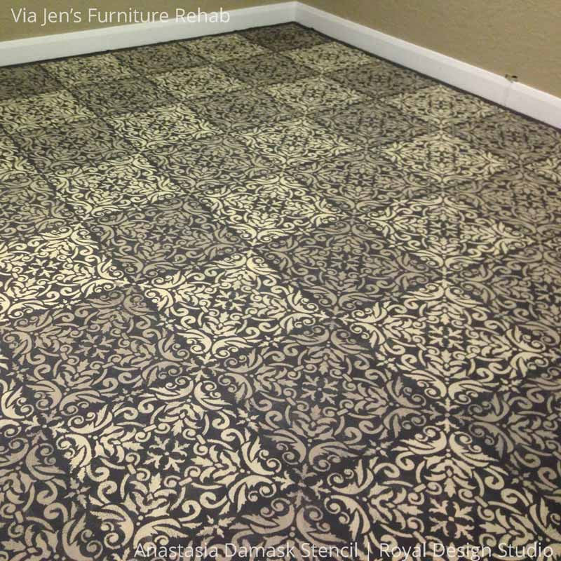 Anastasia Damask Tile Wall Stencil - DIY Home Decor, Moroccan Pattern for Walls, Floors, and Furniture - Perfect for Bedrooms, Bathrooms, and Living Spaces