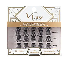 V LUXE 3D Curling Extended Lashes VE02 - Volumizing False Eyelashes for Dramatic Eye Makeup | Perfect for Weddings, Parties & Special Occasions