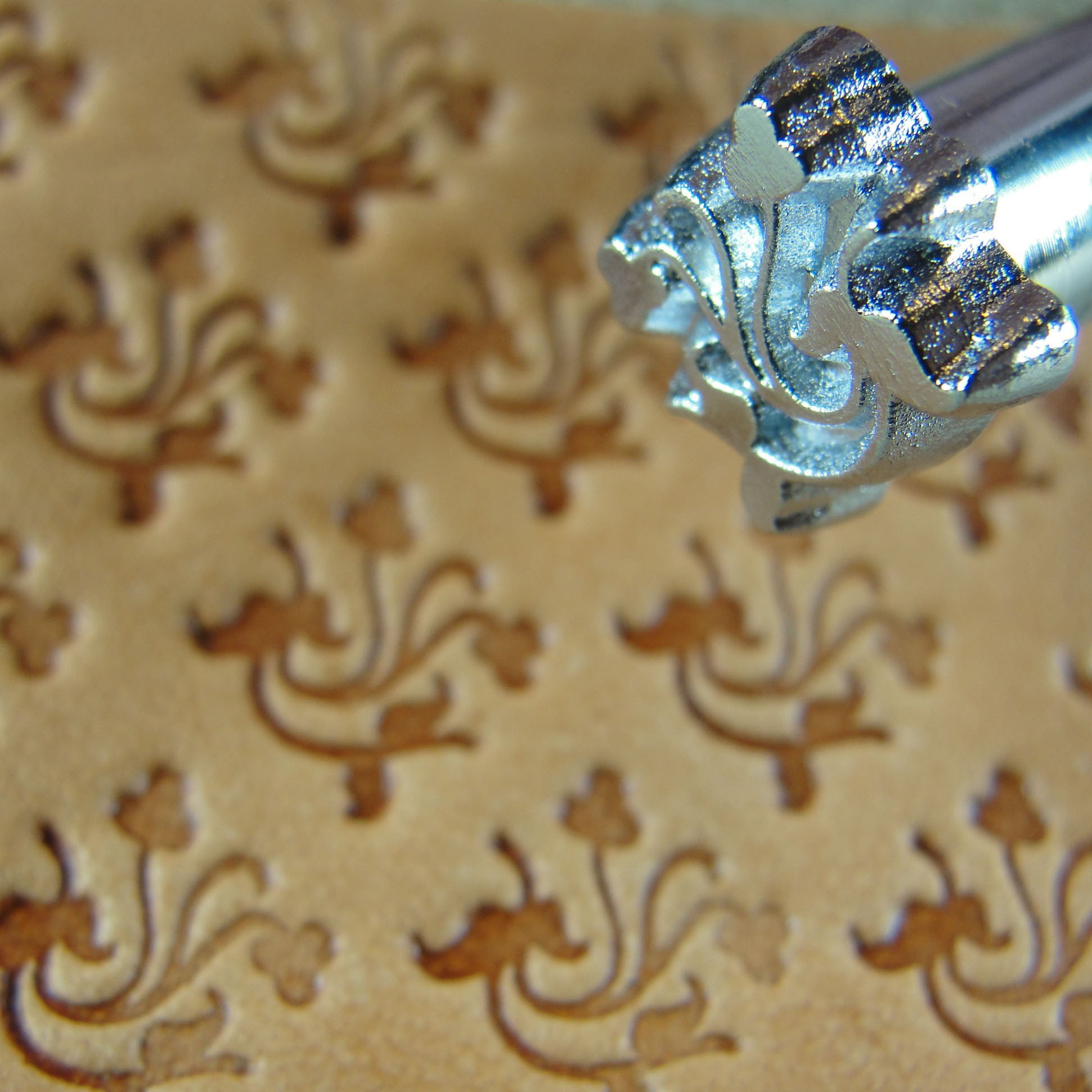 Japanese Floral Leather Stamping Tool E376 - Handmade Craft Stamp for Leatherworking, DIY Scrapbooking & Card Making - Perfect for Leather Crafts, Journals, and Personalized Gifts