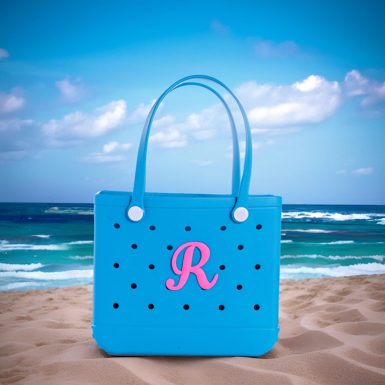 Custom Alphabet Letter Charms for Bogg Bags - Personalized Beach Tote Accessories with Rubber Letters - Perfect for Beach Trips, Pool Parties & Summer Vacations