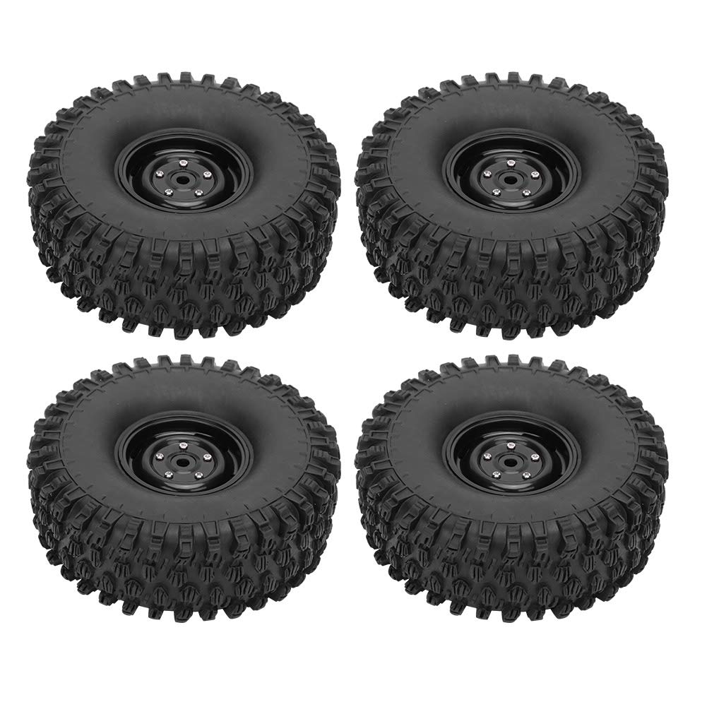 4pcs 1.9 Inch RC Car Wheels & Tires - Durable Rubber Tires for Axial 1/10 RC Crawler Upgrades & Replacement (Black) - Perfect for Off-Road Crawling & Rock Climbing Adventures