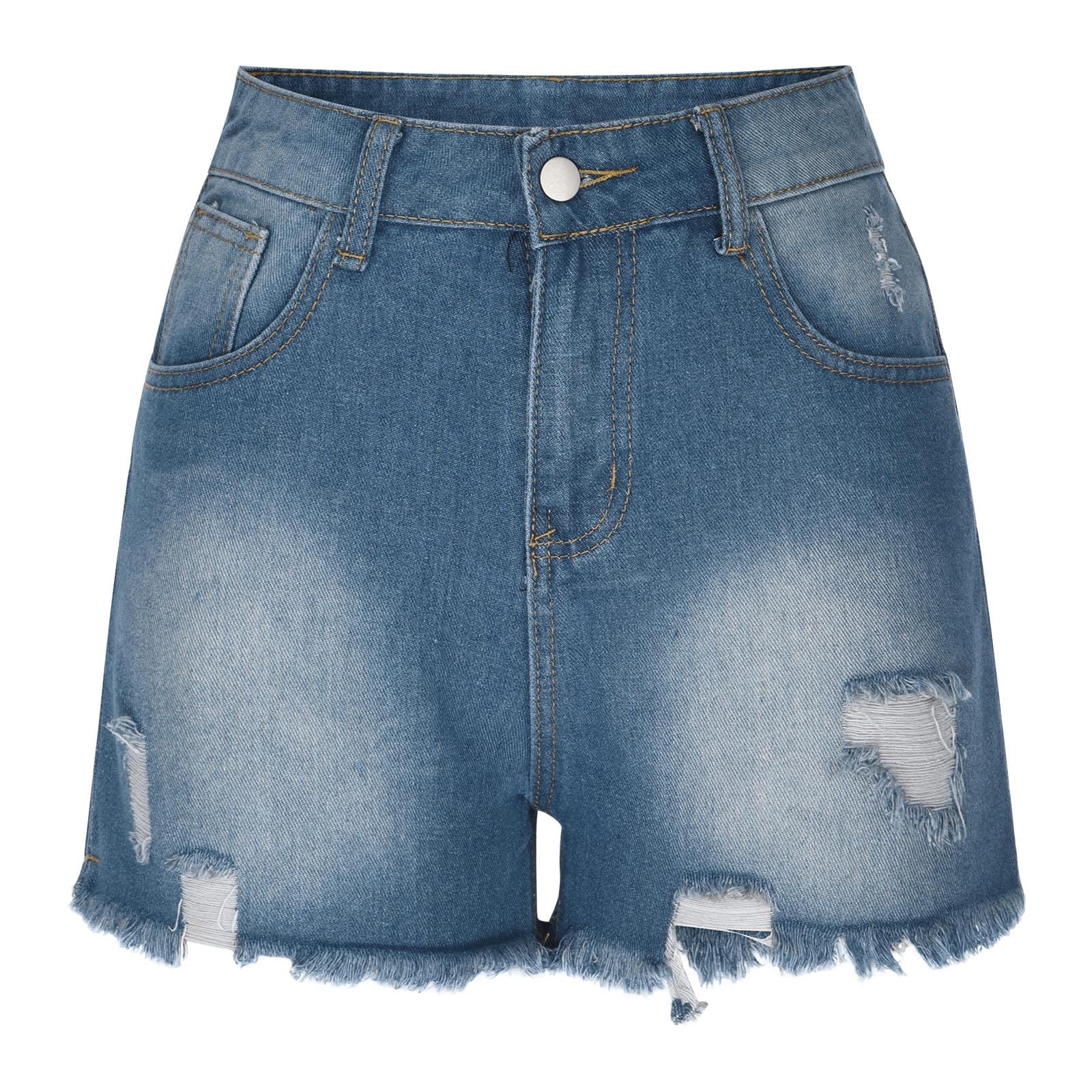 Women's Denim Shorts - Casual Button Front Mid Waist Jean Shorts with Pockets | Elegant Dressy Shorts for Going Out, Gym & Summer Wear