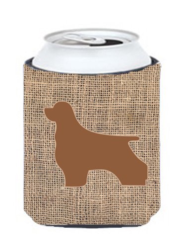 CoolCookware Cocker Spaniel Burlap & Brown Can or Bottle Hugger - Insulated Beverage Sleeve for Coffee, Beer & Soda - Perfect for Picnics, Parties & Home Use