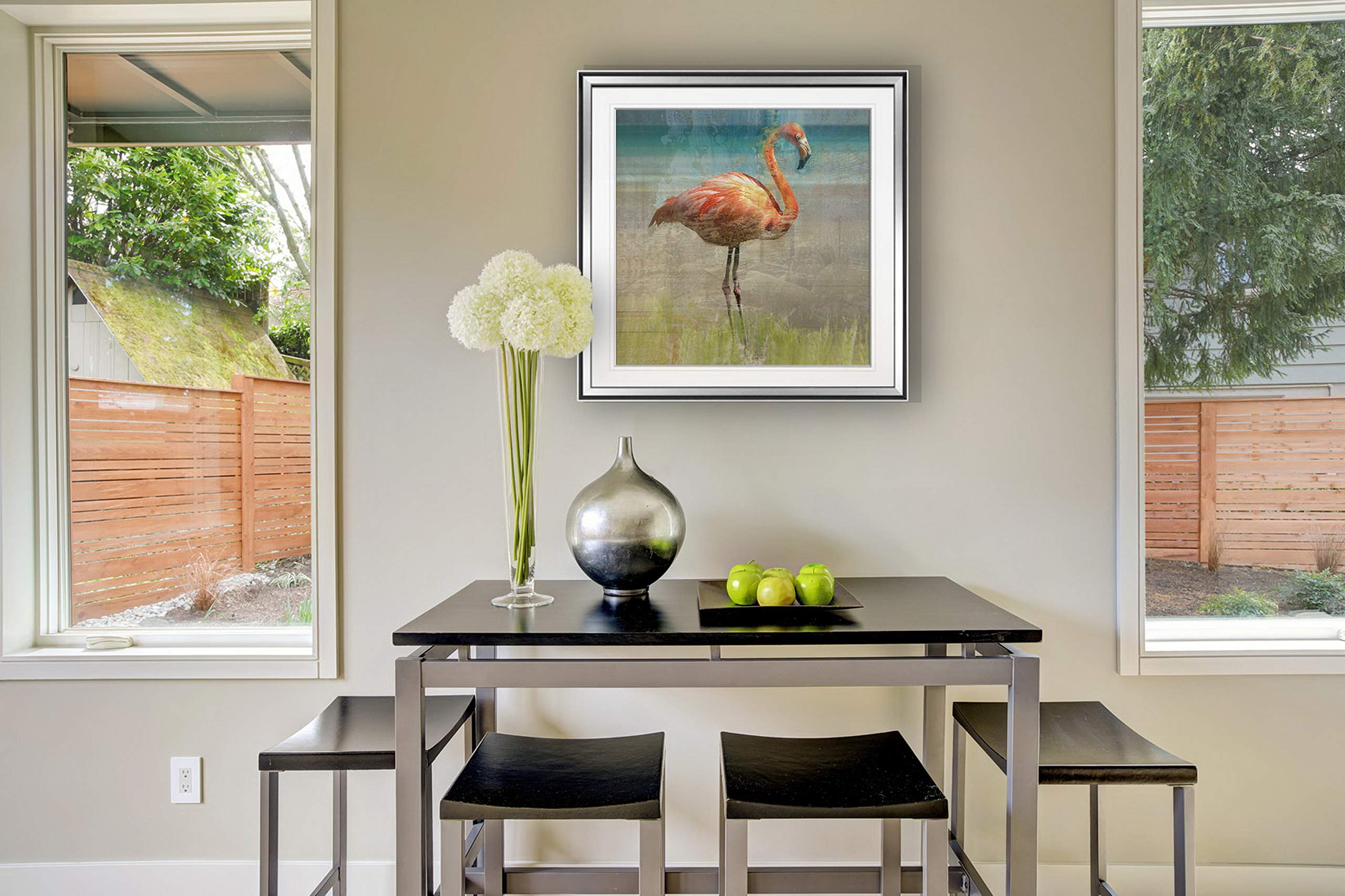 Flamingo Fancy I Bird Artwork - Seascape Giclee Canvas Prints - Framed Animal Wall Decor Painting for Living Room & Bedroom - Premium Gallery Quality Art