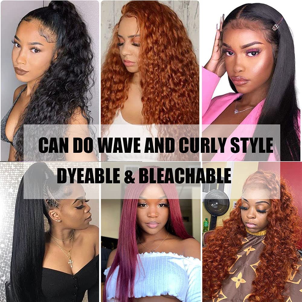 34 Inch Straight Lace Front Wigs Human Hair - Pre Plucked 13x6 HD Lace Front Wig 200% Density - Natural Black Straight Human Hair Wig for Women - Perfect for Daily Wear, Cosplay & Special Occasions
