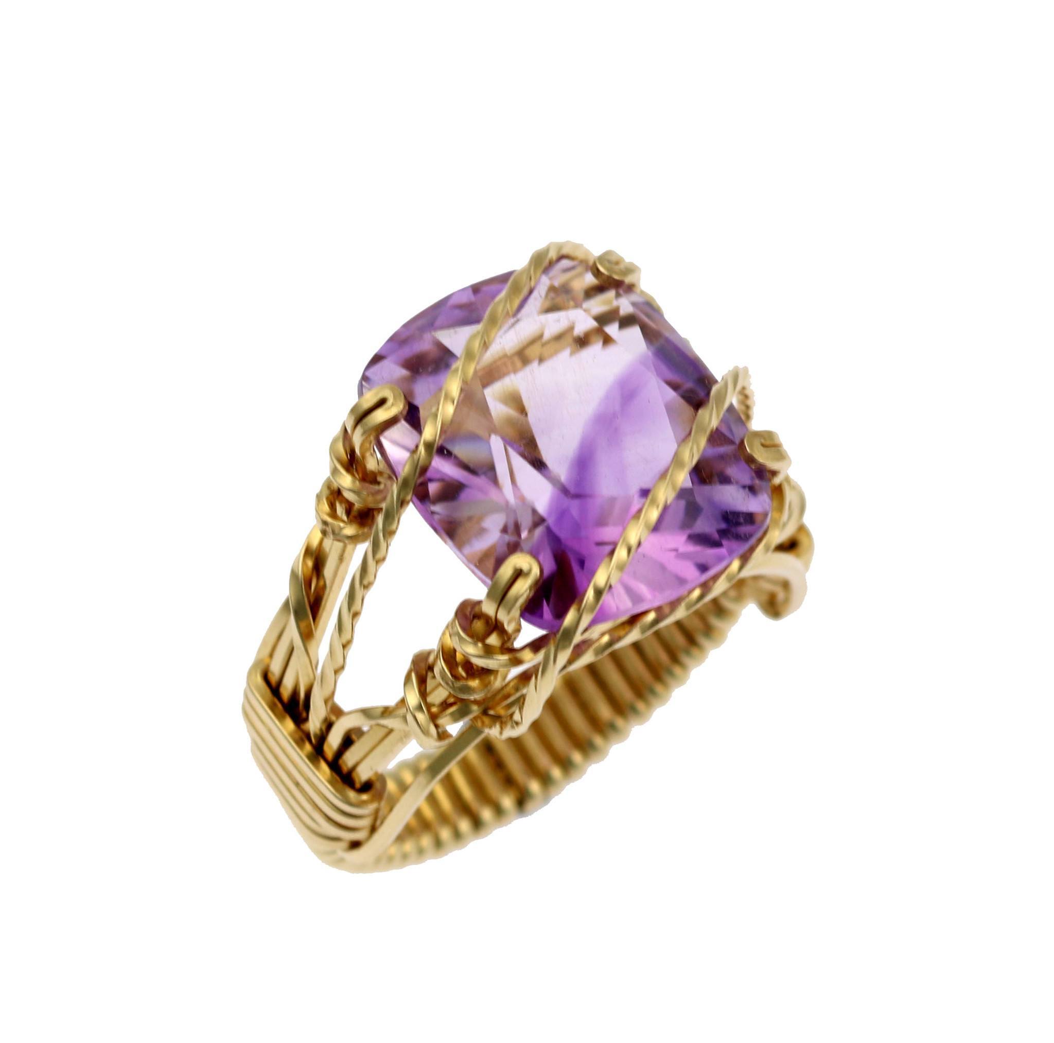 14K Gold Filled Amethyst Cocktail Ring for Women - Elegant Statement Jewelry for Parties, Weddings & Special Occasions