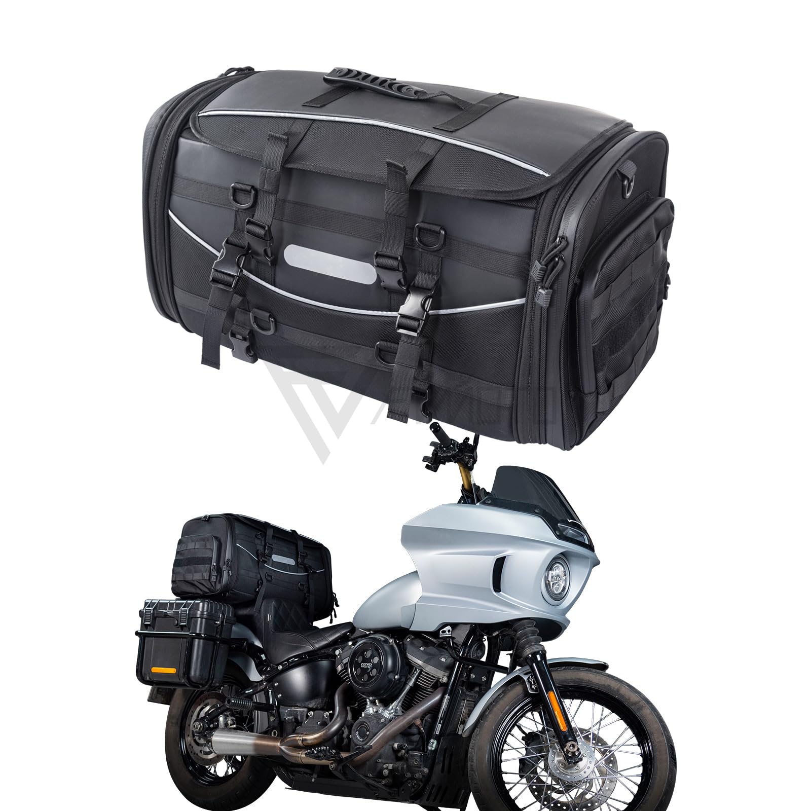 **Universal Motorcycle Travel Luggage - 60-85L Expandable Tail Bag (15-22 Gallon) | All-Weather Rack Bag, Sissy Bar Bag & Helmet Storage | Waterproof Tour Pack Backpack with 6 Straps & Cover | Ideal for Long-Distance Riding, Camping & Adventure Trips**