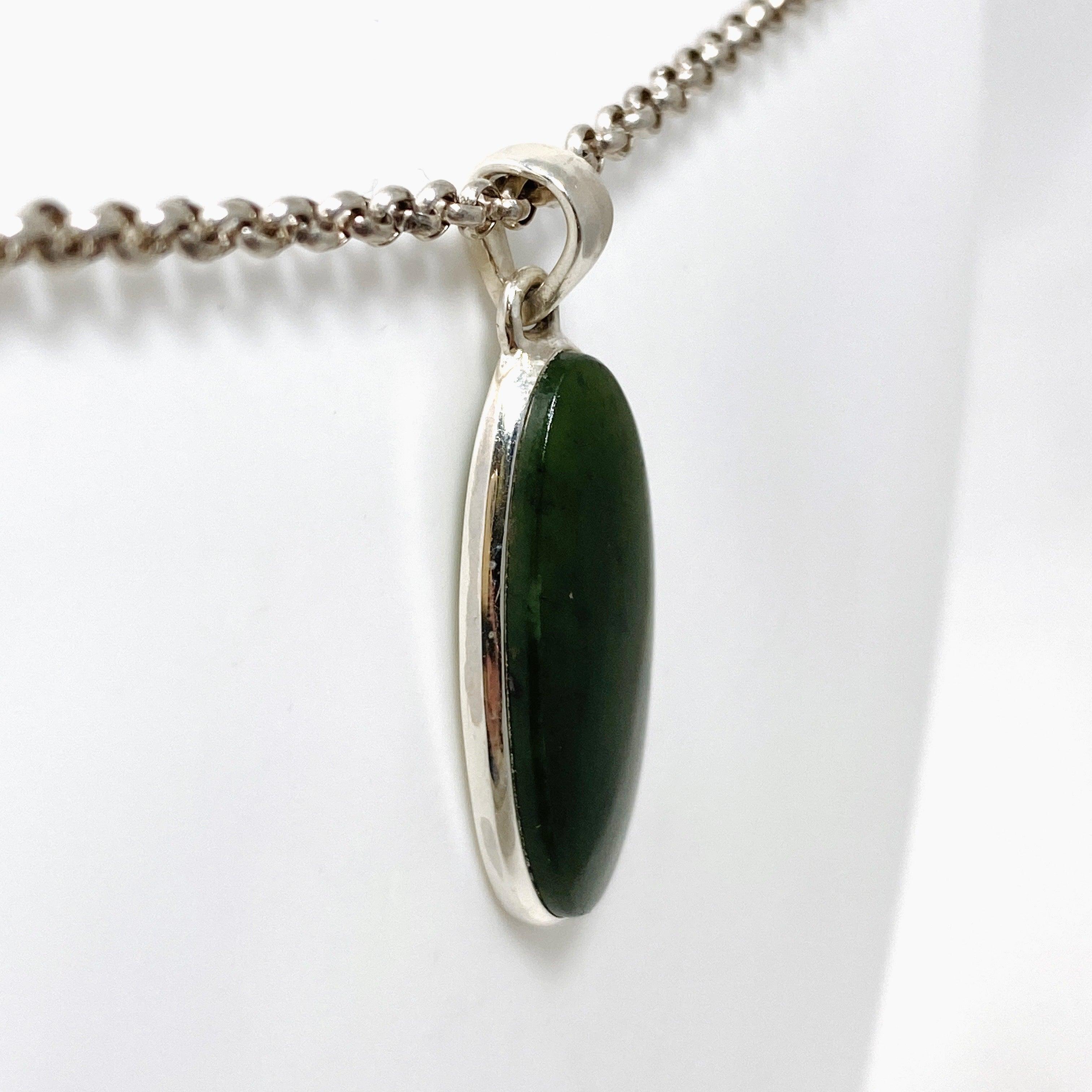 Natural Siberian Jade Nephrite Oval Pendant - Handcrafted Green Stone Jewelry for Women - Perfect for Gifts, Meditation & Spiritual Healing