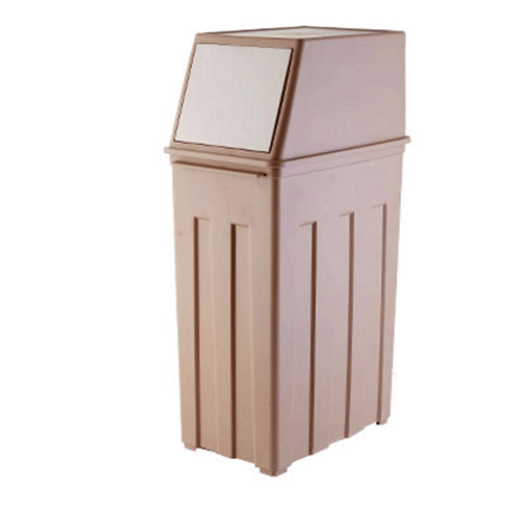 Multi-Functional Household Trash Can with Wheels - Standing Pressing Type Plastic Waste Bin for Kitchen, Bathroom & Office Storage (Brown, Size A) - Ideal for Home Organization & Waste Management