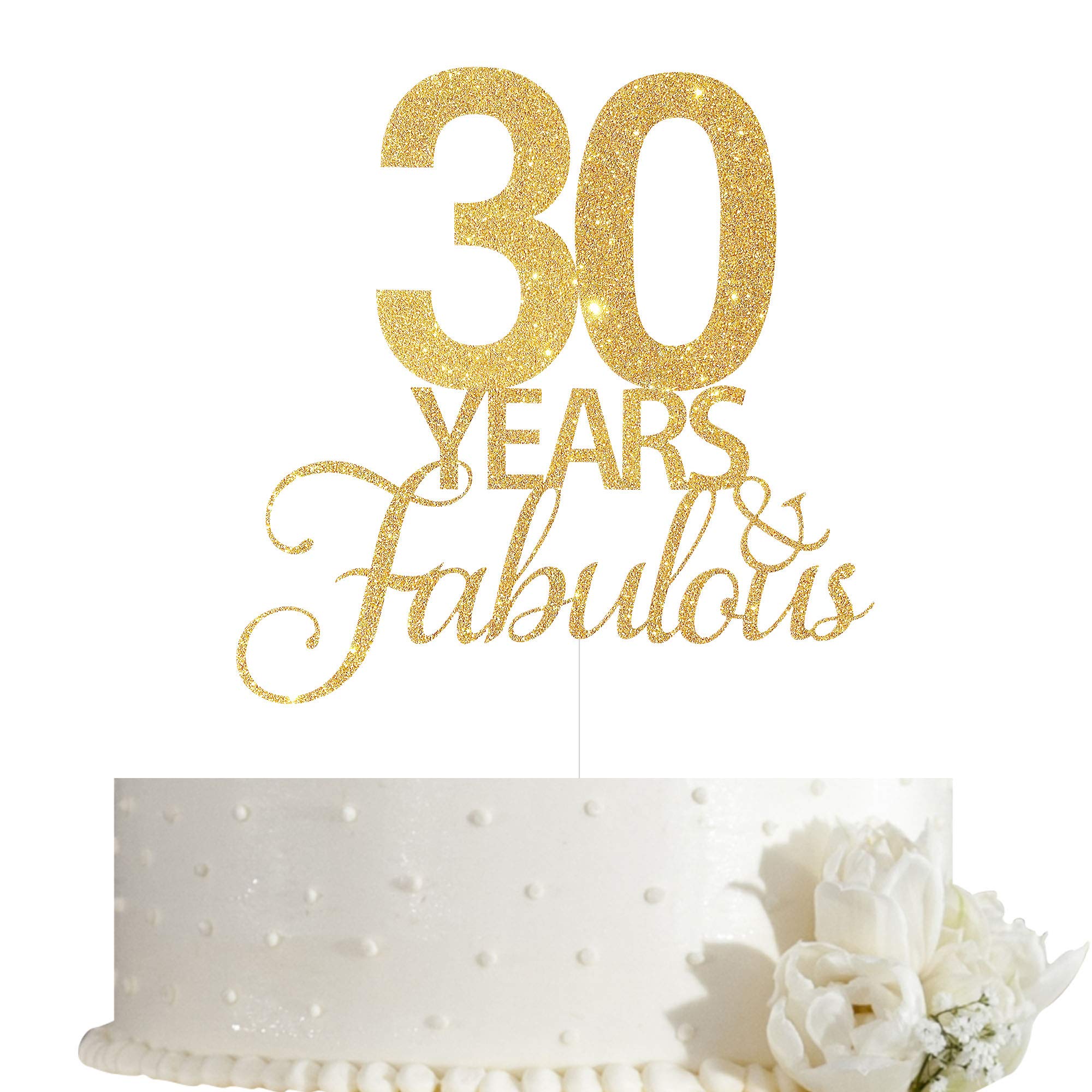 30th Birthday Cake Topper - Elegant Gold Glitter Anniversary Cake Decor for 30 Years Celebration - Perfect for Milestone Birthdays & Anniversaries