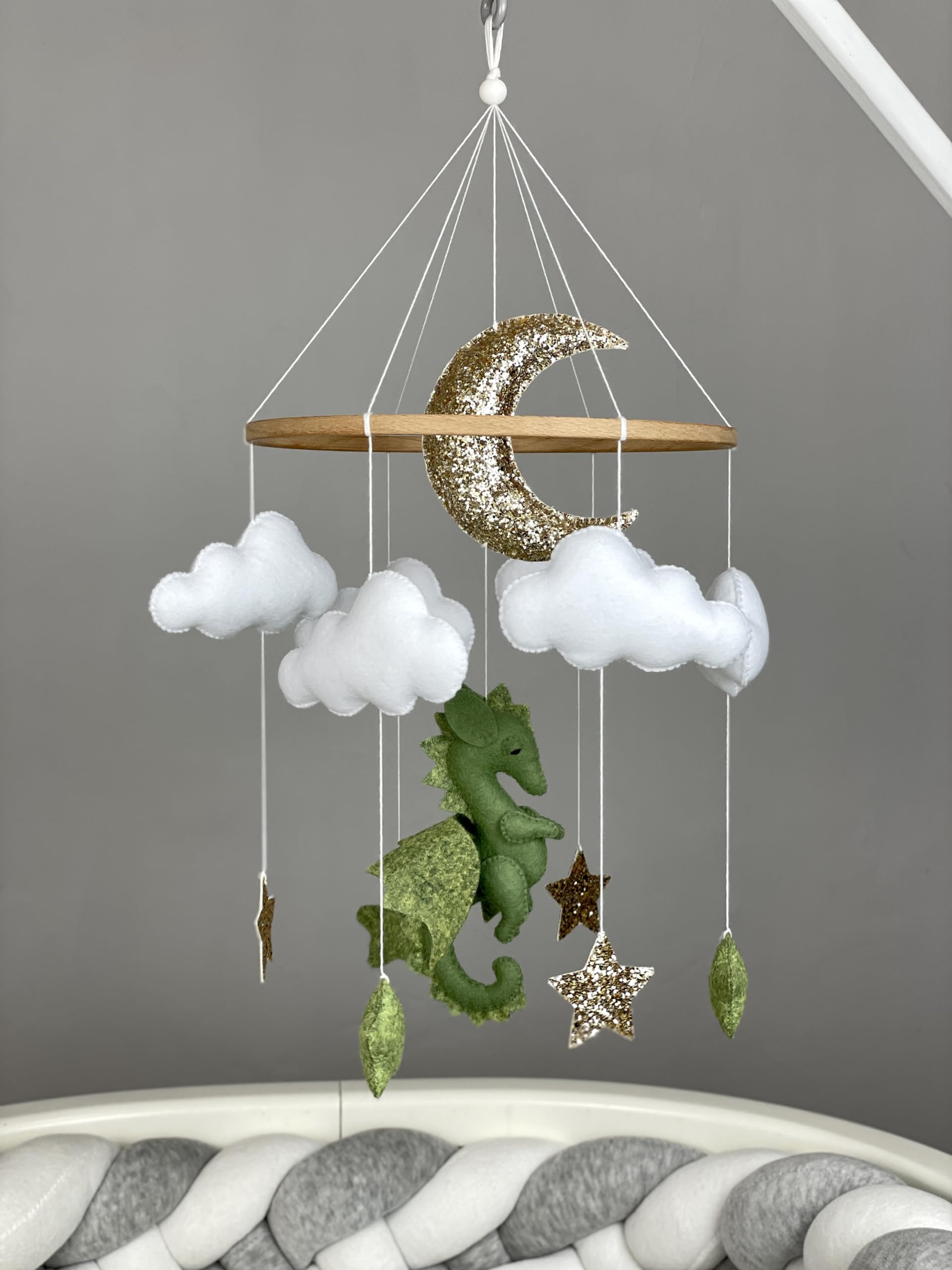 **Neutral Dragon Baby Crib Mobile - Fantasy Nursery Decor for Boys & Girls, Perfect New Baby Gift for Baby Showers & Nursery Themes**