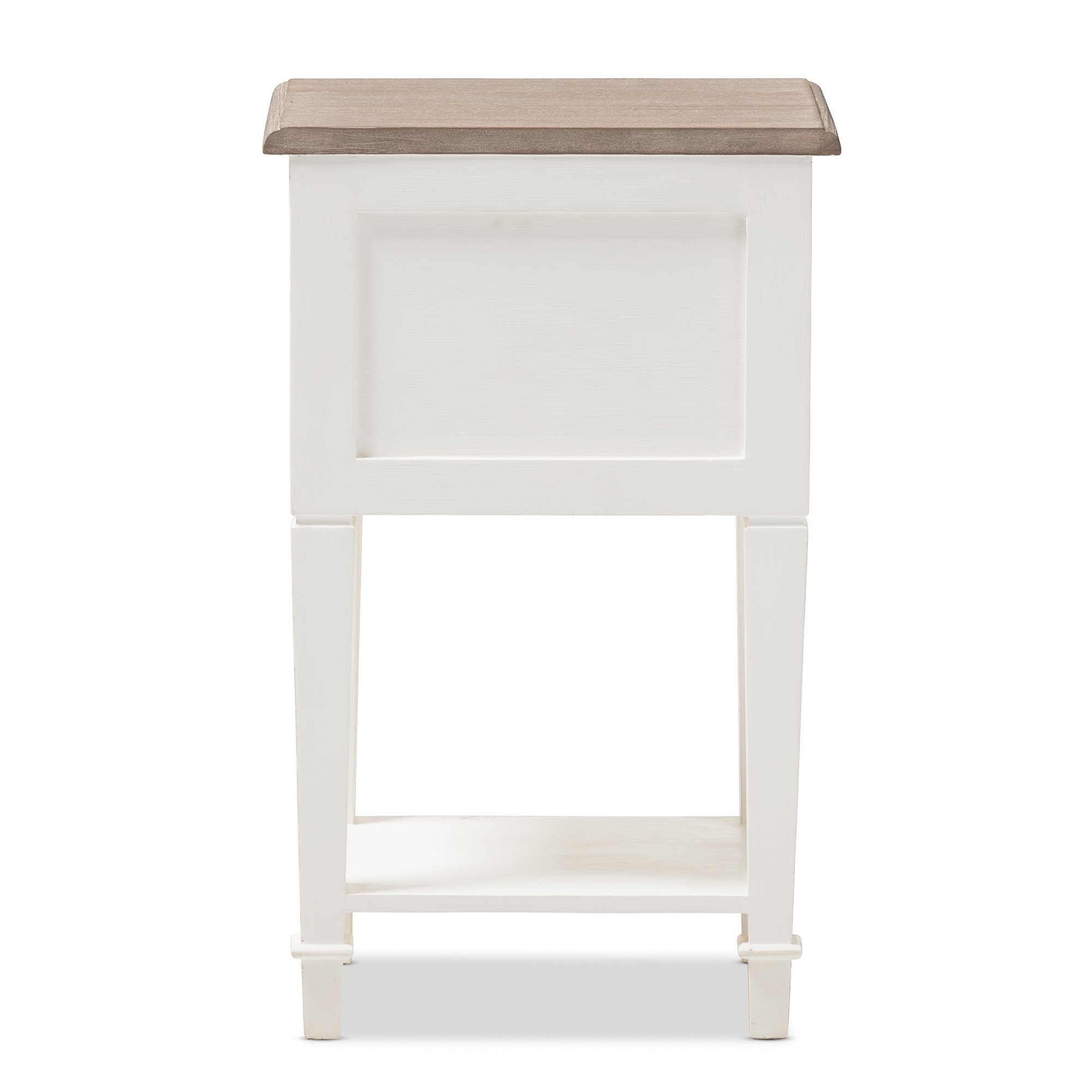 Baxton Studio Francine Provincial Style Oak Wood Nightstand - White/Natural Finish - Bedroom Side Table with Drawer for Bedside Storage & Decor