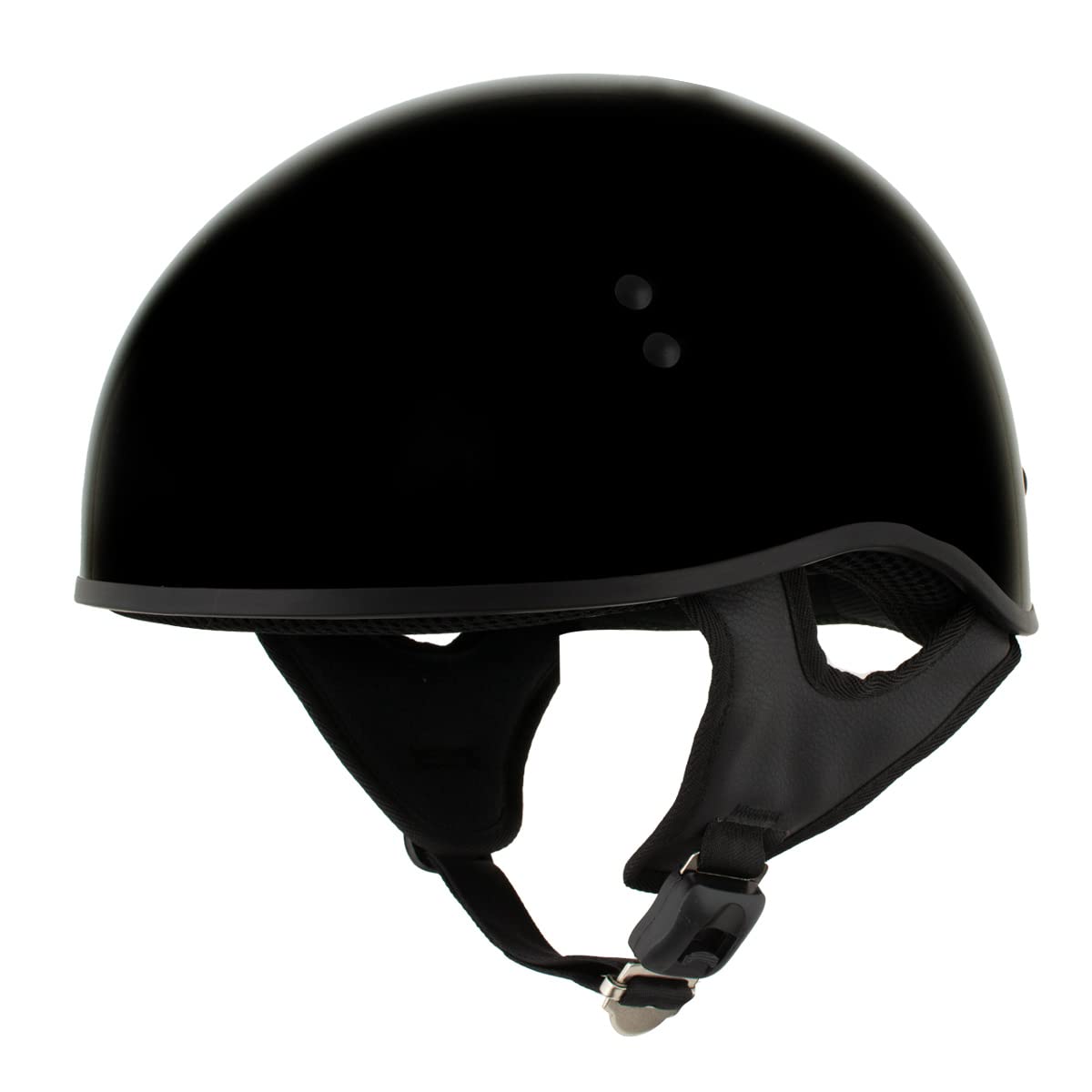 Milwaukee Leather HLD1004 POW Gloss Black DOT Approved Motorcycle Half Helmet - Small | Skull Cap Design for Bikers & Cruiser Riders | Perfect for Urban Commuting & Short Rides