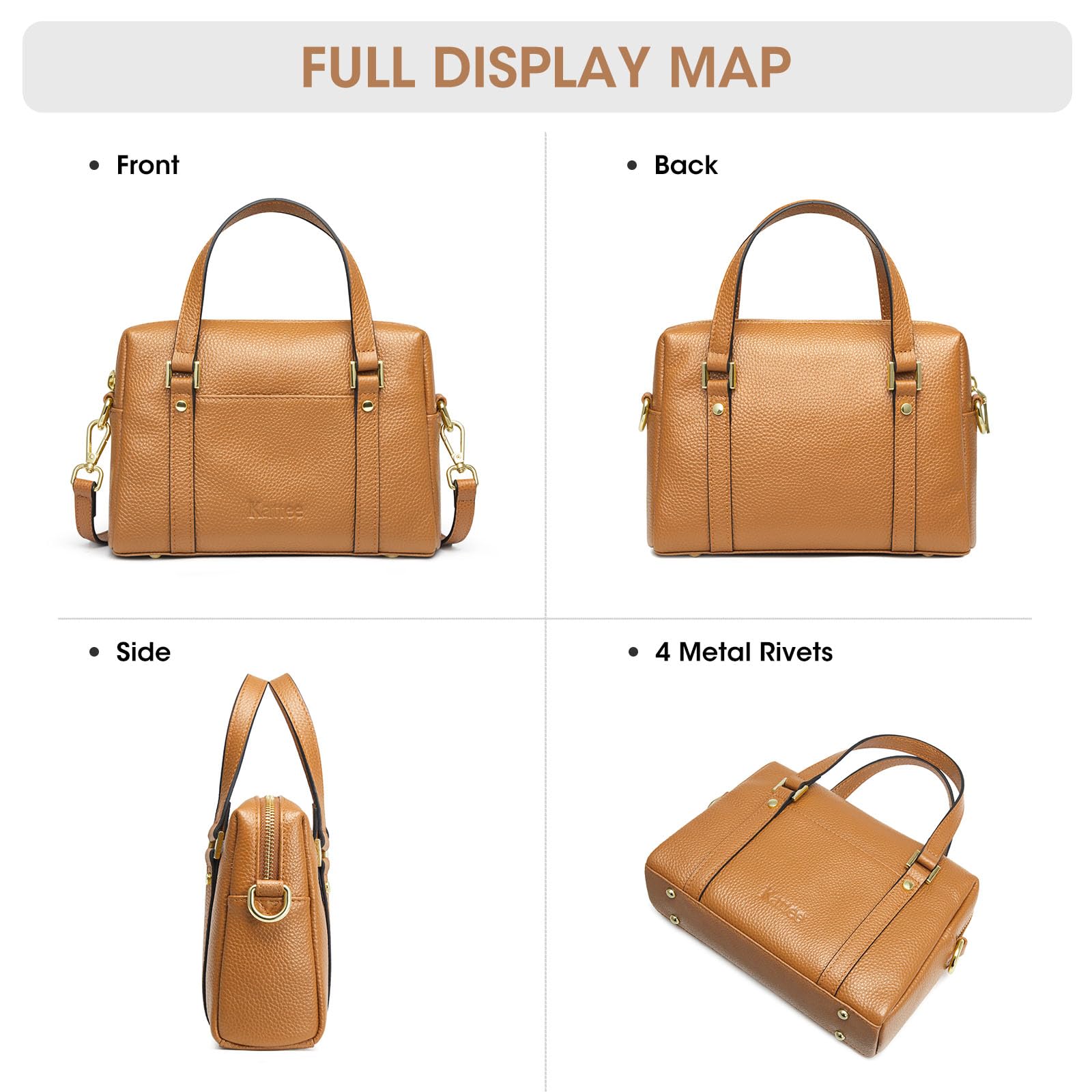Kattee Women's Small Leather Purses & Handbags - Soft Crossbody Bag with Top Handle, Trendy Shoulder Bag for Daily Use, Work, and Travel