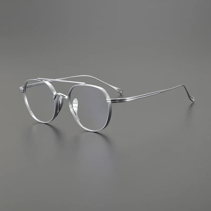 Unisex Black Titanium Square Double Bridge Full Rim Eyeglasses 9503 - Stylish & Durable for Work, Reading & Everyday Wear