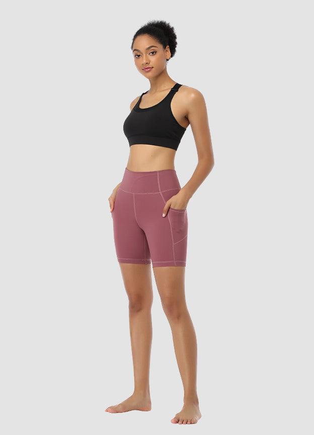 Newborn High Waist Bike Shorts 6 Inch - Rouge | Comfortable Baby Workout & Play Clothes for Active Toddlers