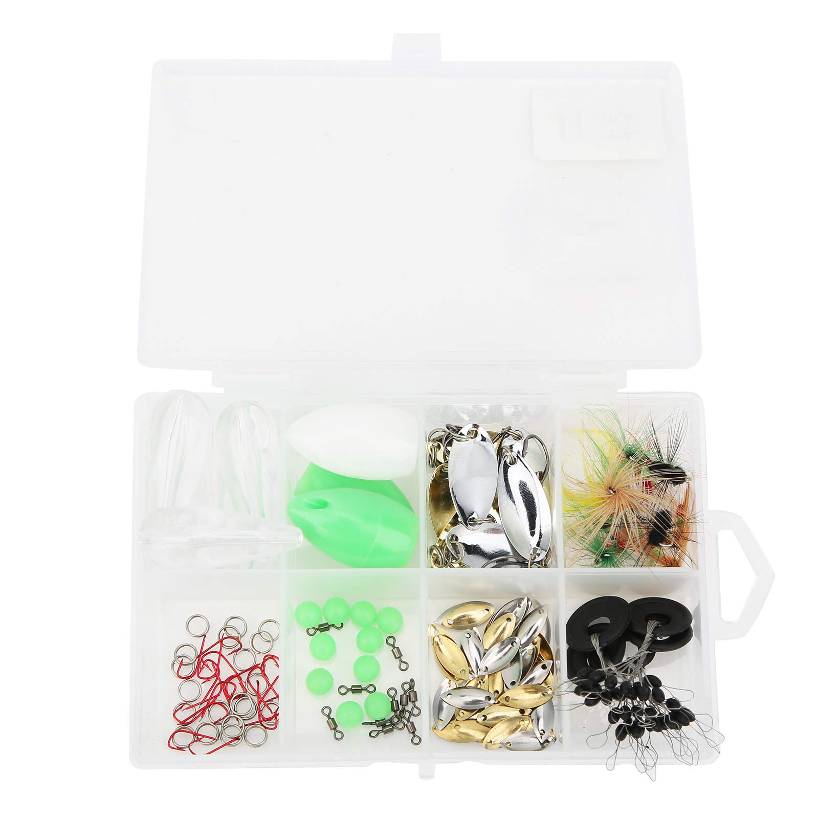 Premium Fishing Fly Sequins Lures with Beans Hook & Melon Seeds Thrower - Complete Fish Tackle Accessories Kit for Trout, Bass, and Fly Fishing Enthusiasts (Great for Freshwater & Saltwater Fishing Trips)