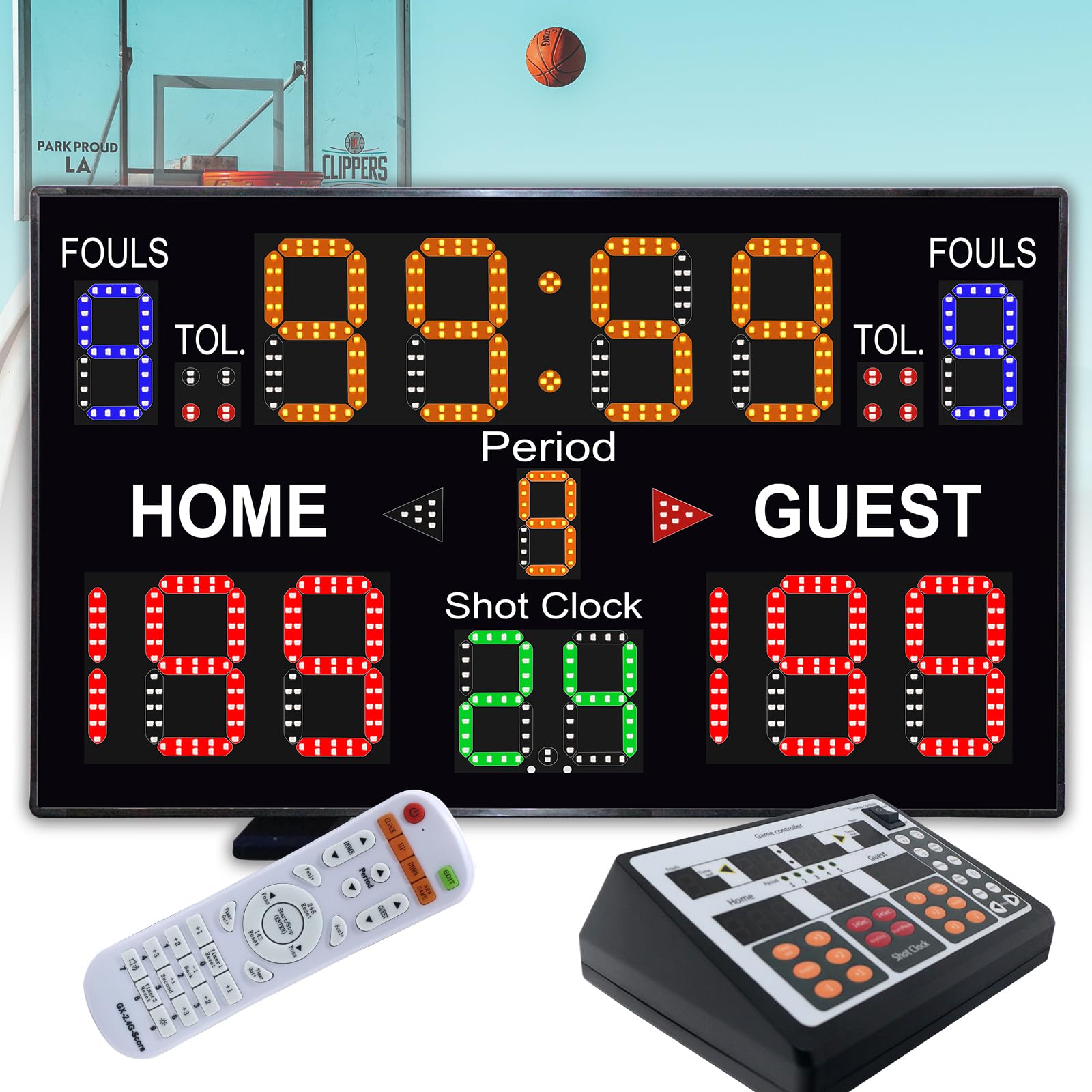 Upgraded Digital Basketball Scoreboard with Shot Clock (12/14/24/30/25/60 Seconds) & Remote Control - Thickened Battery-Powered Electronic Scoreboard for Indoor/Outdoor Games, Tournaments & Practice