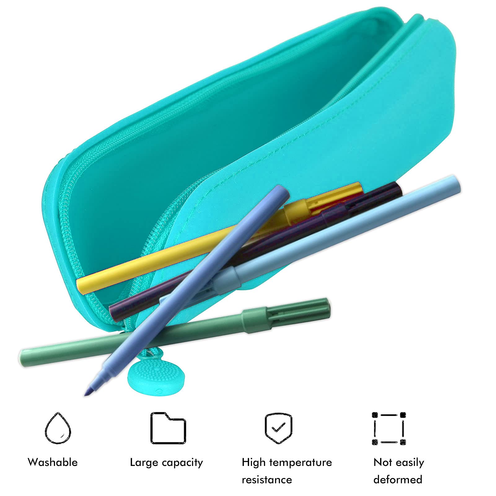 Premium Silicone Pencil Pouch - Mini Waterproof & Leakproof Organizer Bag for Makeup, Pens, Small Essentials - Durable & Smooth Silicone Case (Green, Small) - Perfect for School, Office & Travel Accessories Storage