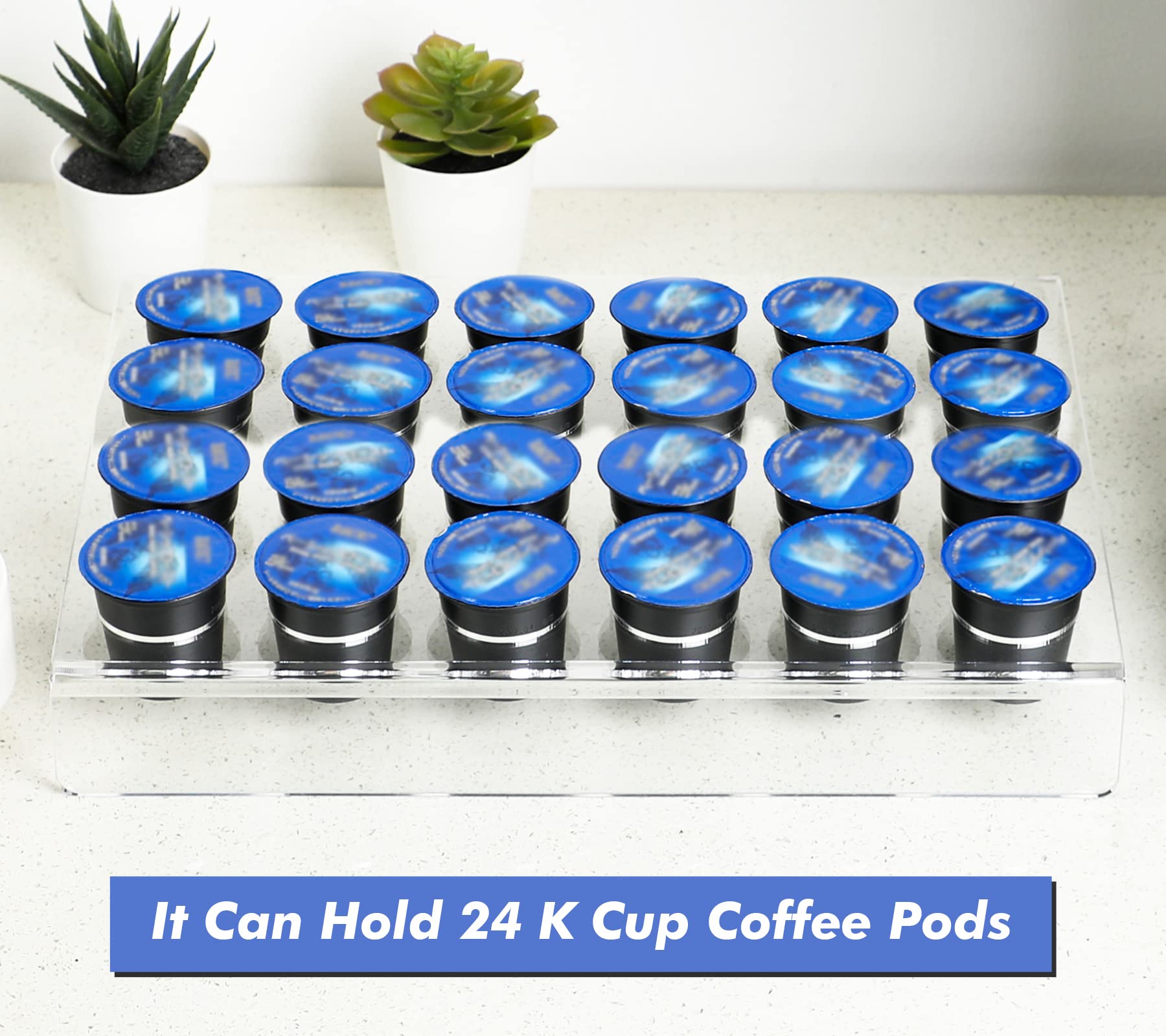 Clear Acrylic K-Cup Drawer Organizer - Holds 24 Coffee Pods for Keurig - Perfect for Kitchen Countertops