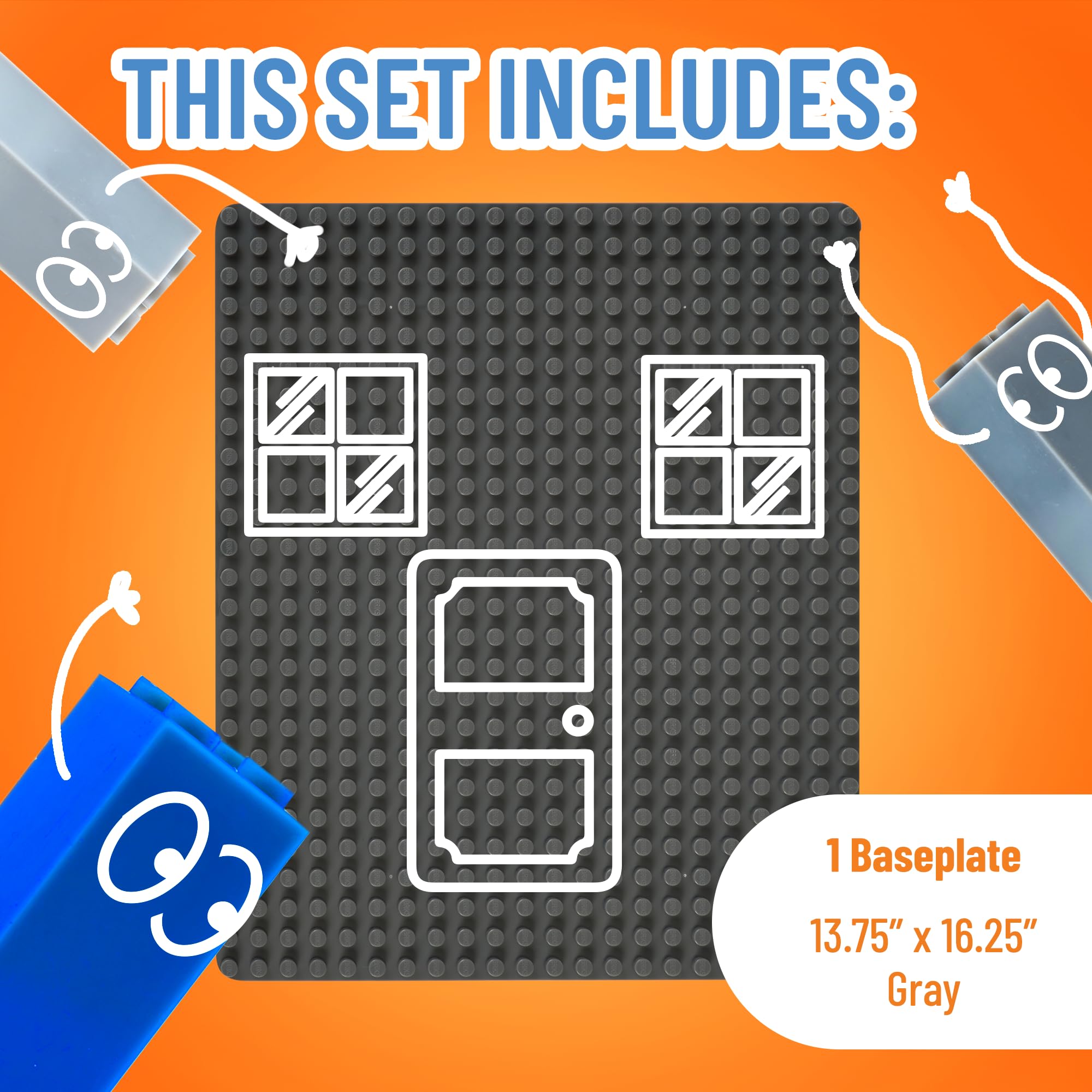 Strictly Briks Lego-Compatible Stackable Baseplates - Large Peg Building Blocks for Kids Ages 3+ | 100% Compatible with All Major Brands | 13.75