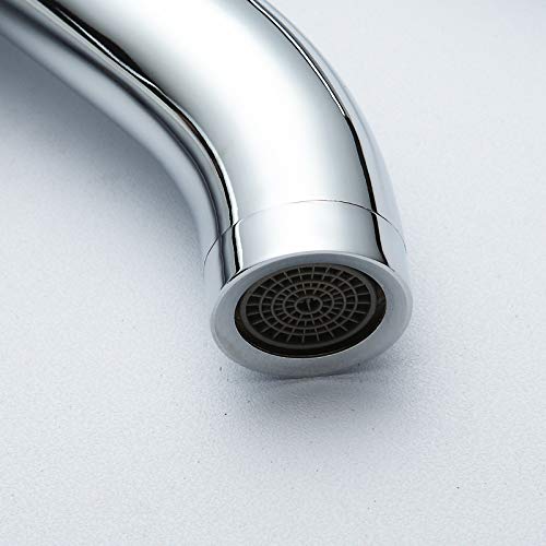 Wovier Chrome Single Handle Vessel Sink Faucet with Supply Hose - Tall Commercial Bathroom Basin Mixer Tap for Lavatory, Vanity & Powder Room Use