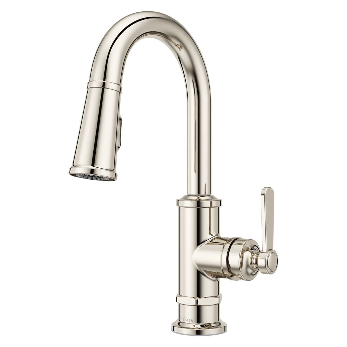 Pfister GT572TDD Polished Nickel Kitchen Faucet with Sprayer - Modern Pull-Down Design for Easy Dishwashing & Food Prep (Fits Standard Sink Holes)