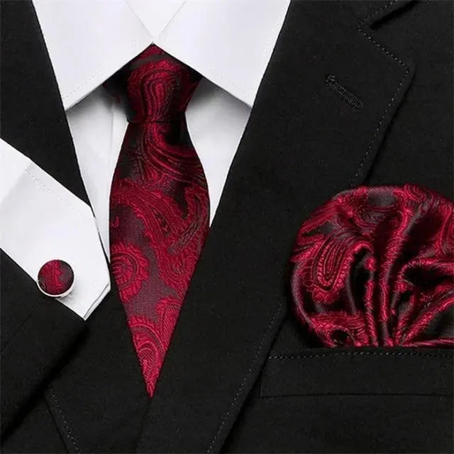 Premium Jacquard Woven Silk Necktie Set for Men - Elegant Formal & Business Attire - Perfect for Weddings, Office & Special Occasions