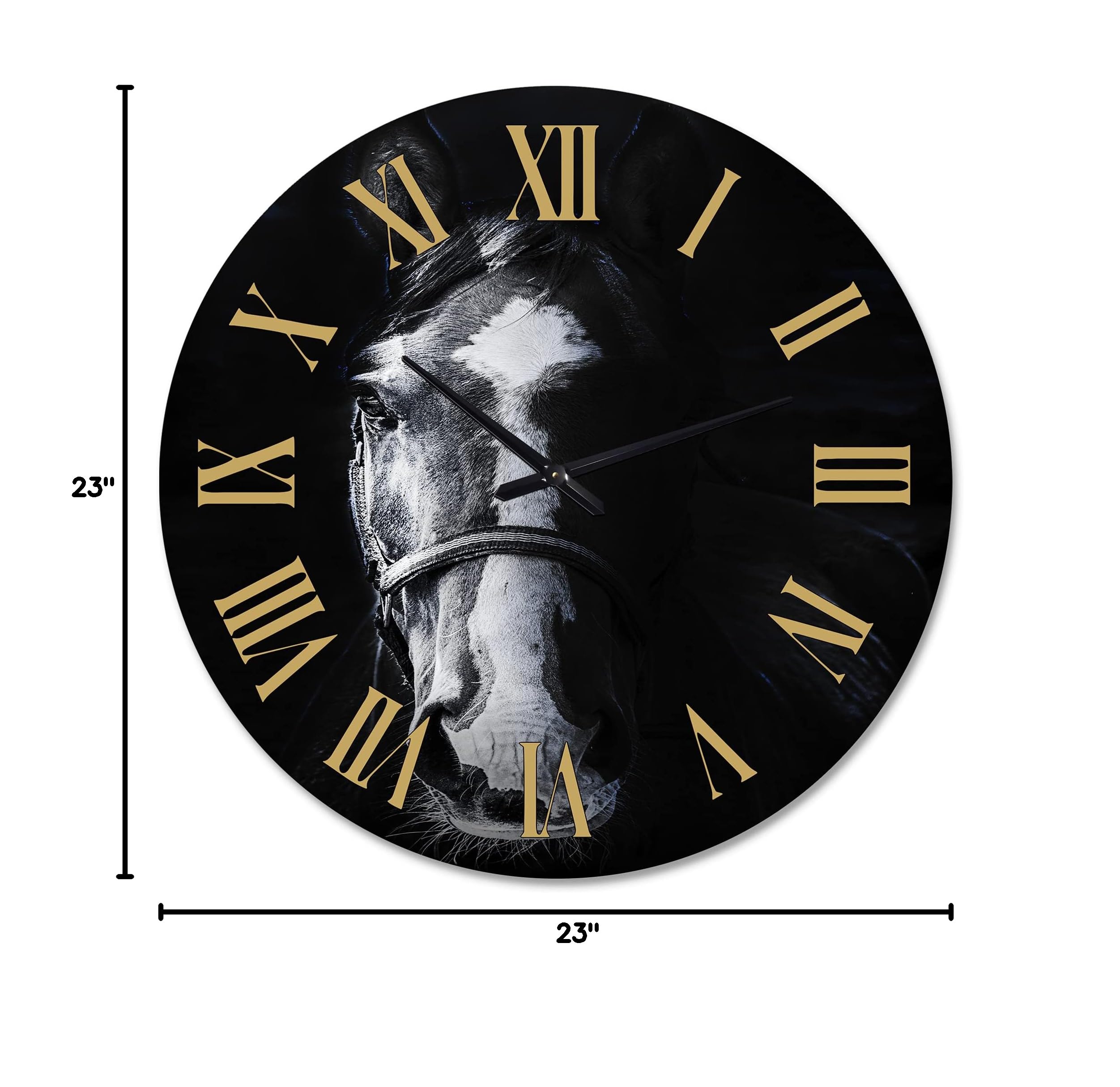 Farmhouse Wall Clock with Horse Design - Large Rustic Wall Clock for Living Room, Kitchen, Bedroom Decor - Perfect for Home, Office & Country Style Interior
