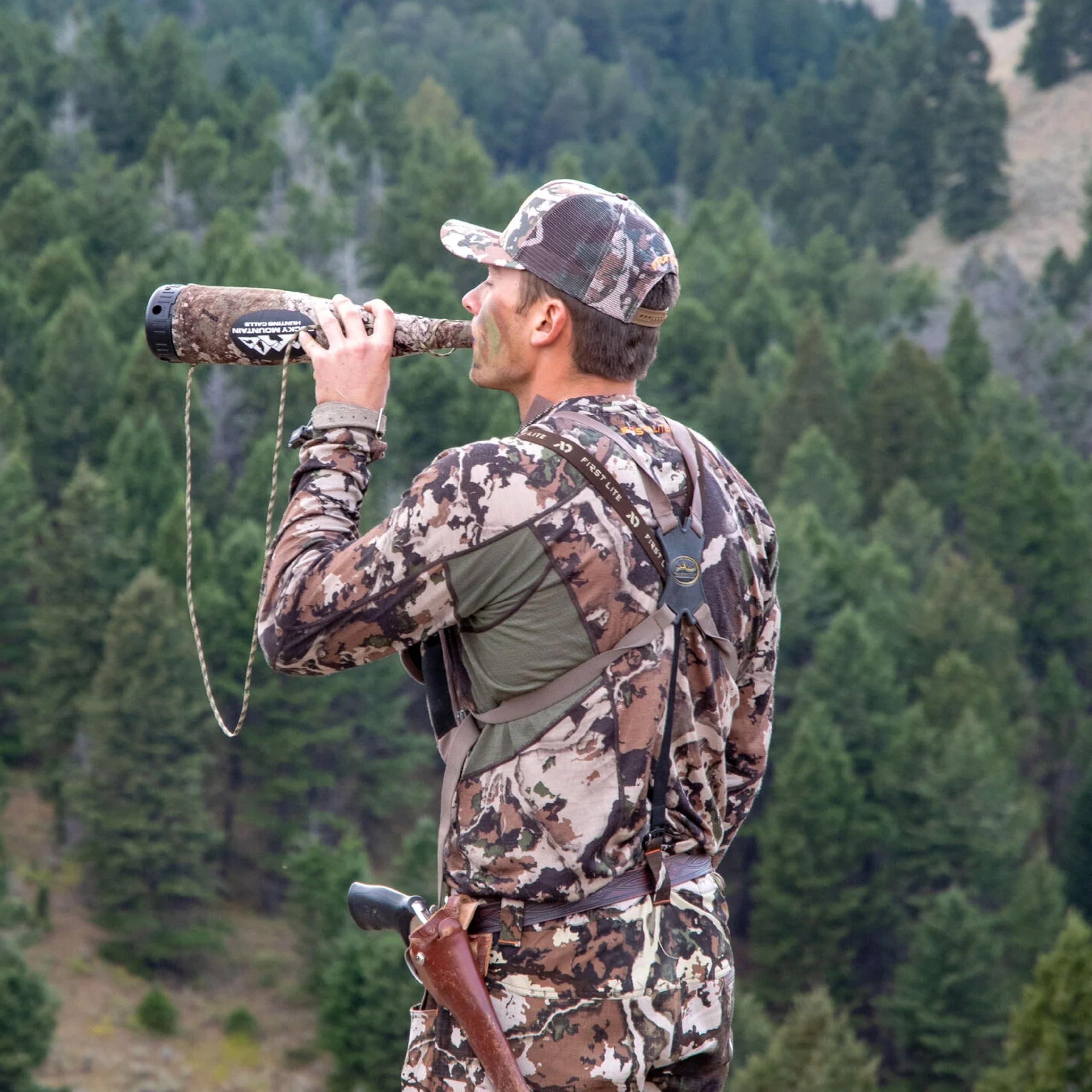 First Lite Men's Wick Long Sleeve Crew - Premium Merino Wool Camo Hunting Base Layer Shirt | UV Protection & Moisture Wicking | Ideal for Cold Weather Hunting, Hiking & Outdoor Adventures