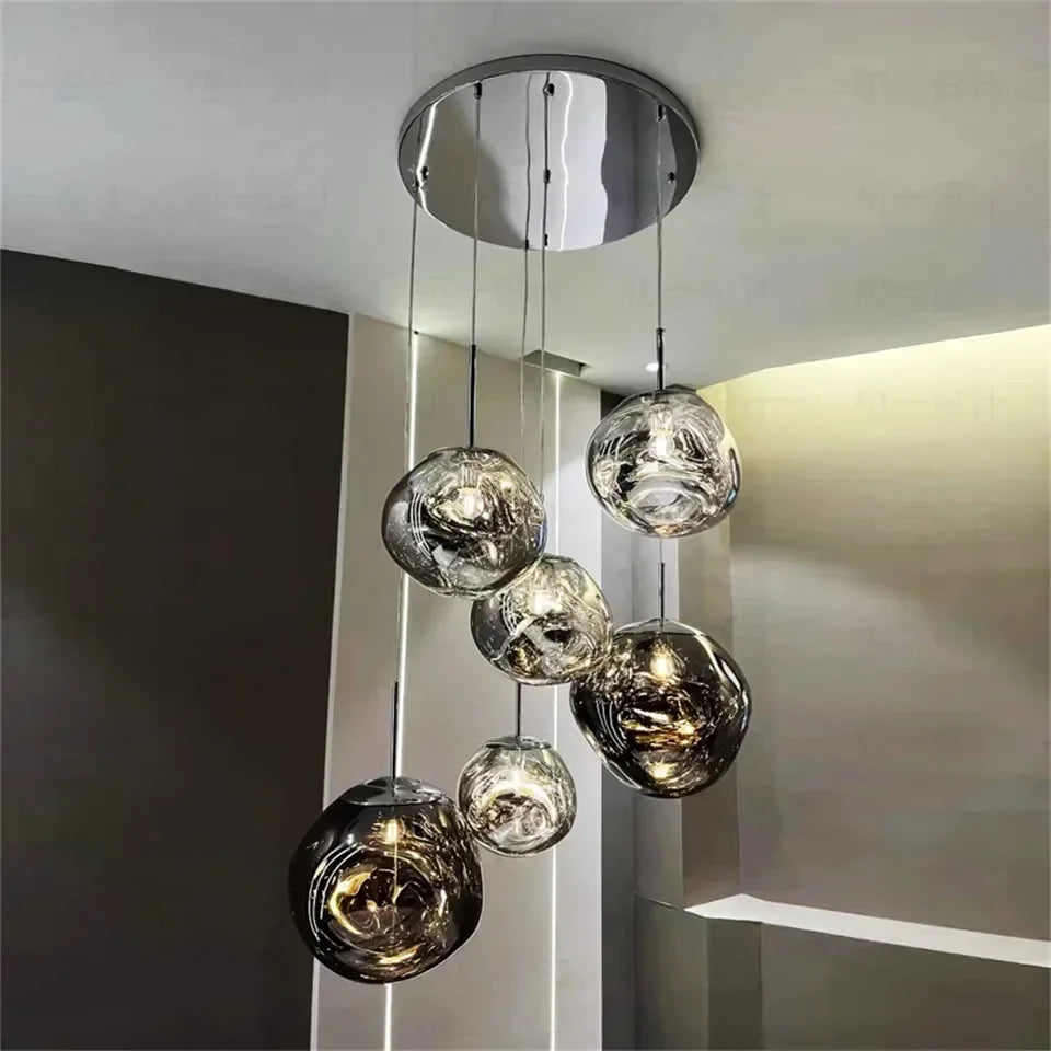 Ruby Contemporary Bubble Glass Pendant Chandelier - Modern Crystal Ceiling Light Fixture for Dining Room, Bedroom & Living Room Decor