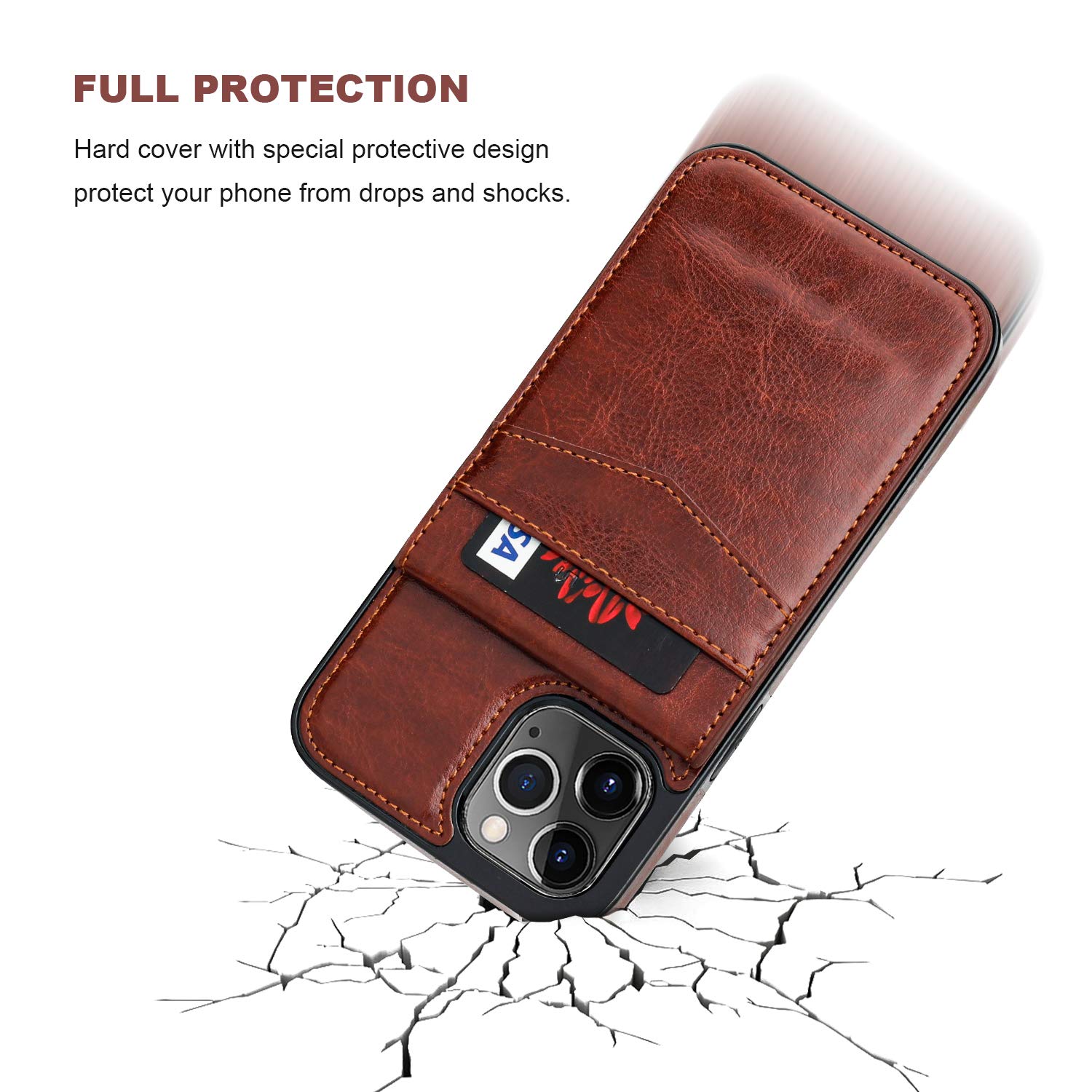 Premium Leather iPhone 12 Pro Max Case with Card Holder & Magnetic Kickstand - Heavy Duty Protective Wallet Cover for iPhone 12 Pro Max 6.7