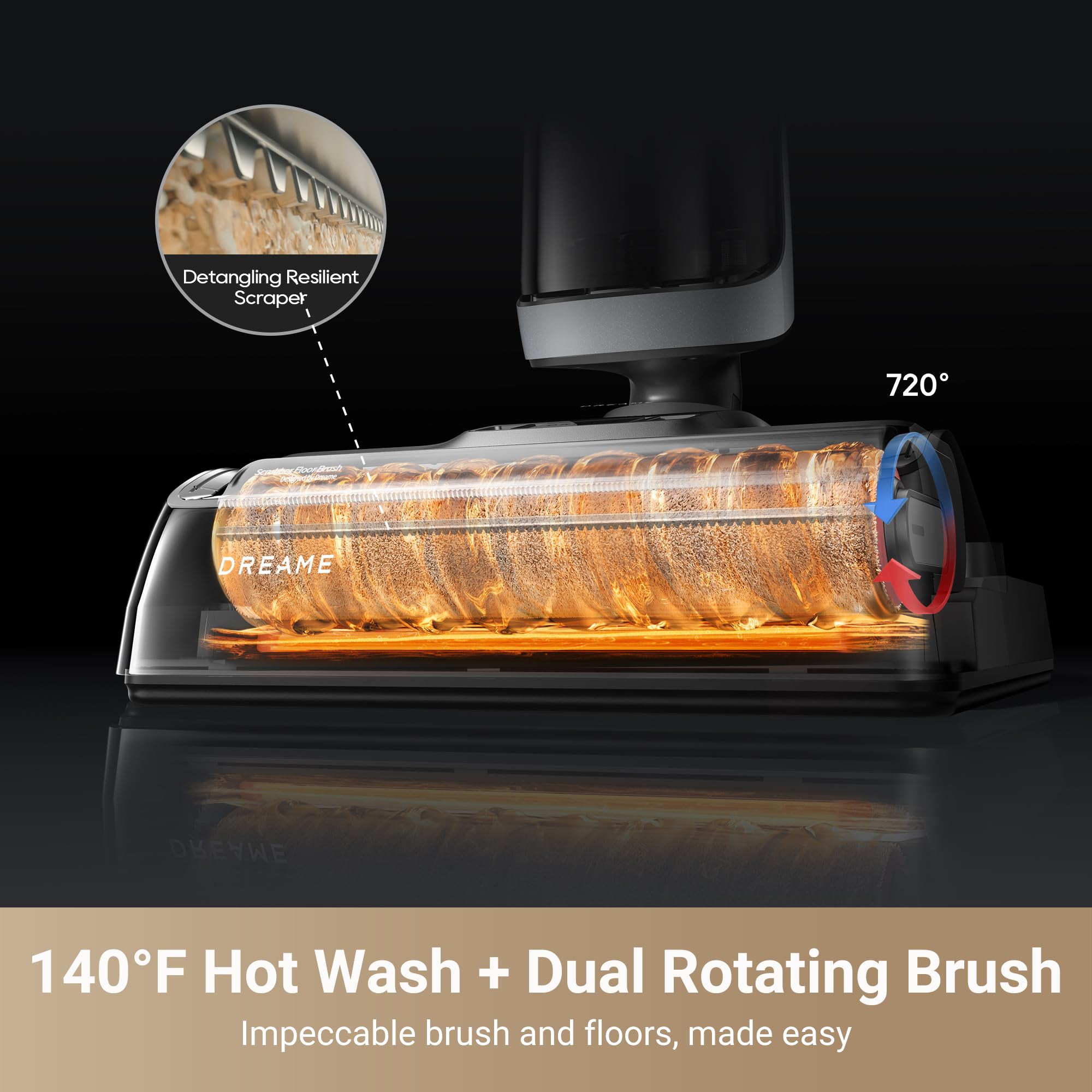 DREAME H14 Pro Wet Dry Vacuum Cleaner - 18kPa Powerful Suction, 180° Lie-Flat Vacuum Mop with 140°F Hot Water Washing & Fast Drying | Smart App Control | Ideal for Hardwood Floors, Tile & Carpet Cleaning | Easy GlideWheel for Smooth Movement