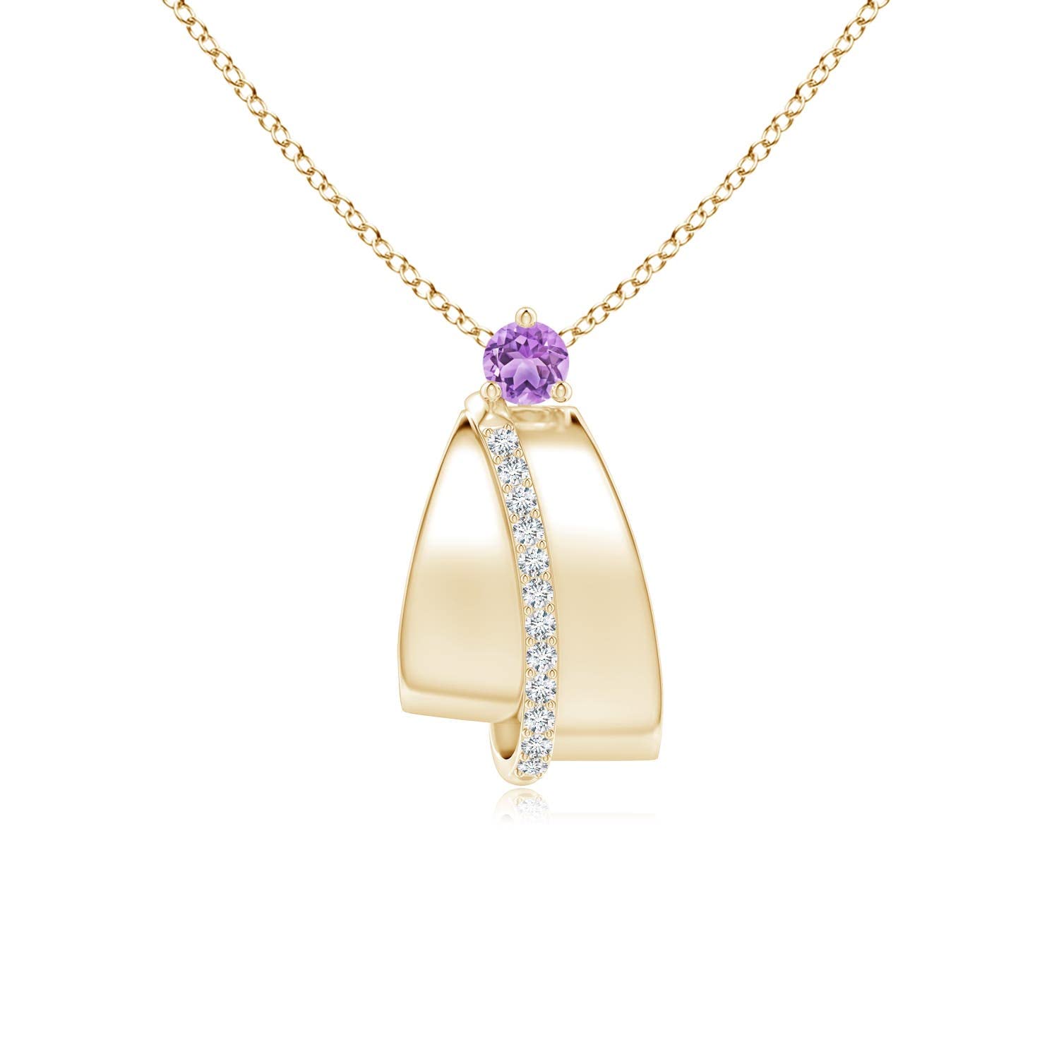 Angara Natural Amethyst Pendant Necklace for Women - 14K Solid Gold February Birthstone Jewelry | Elegant Gift for Her, Birthday, Anniversary & Special Occasions | Perfect for Weddings, Date Nights & Formal Events
