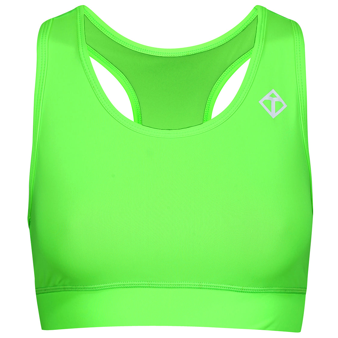 Neon Lime Racerback Sports Bra for Women - High Support Workout Top for Running, Yoga & Gym - Breathable Seamless Activewear