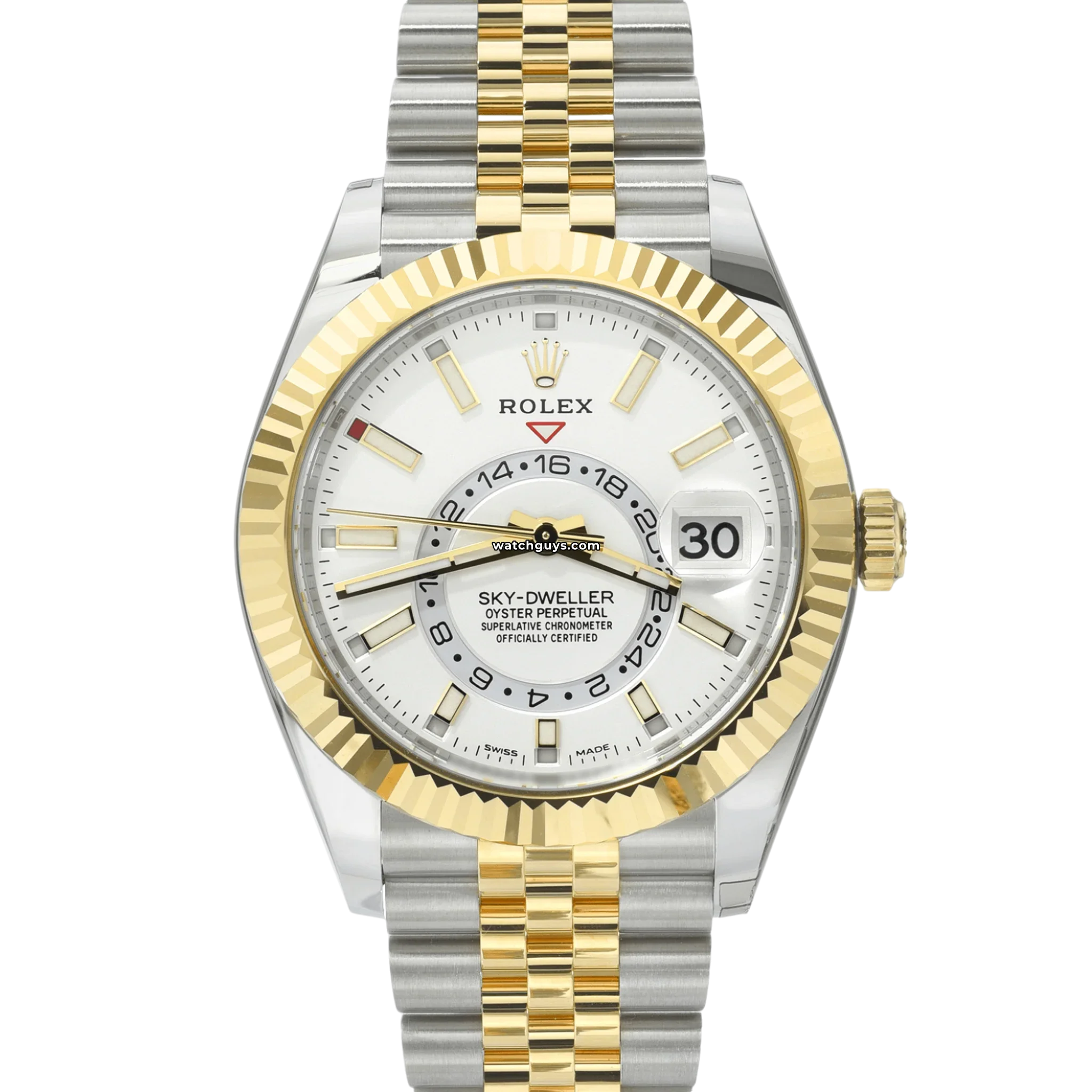 Rolex Sky-Dweller 326933 Stainless Steel & 18K Yellow Gold White Dial Men's Watch - Perfect for Business, Travel & Luxury Gifting