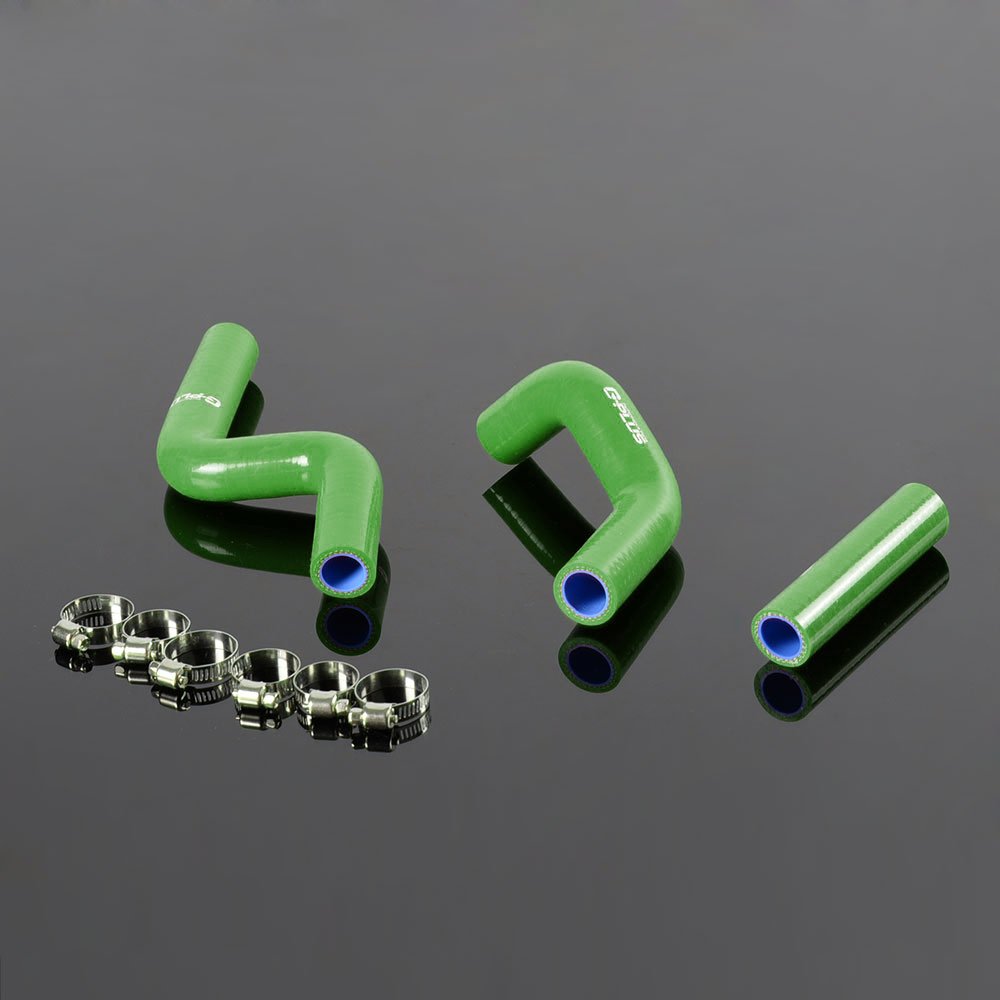 Kawasaki KX85 Silicone Radiator Hose Kit 2001-2012 - Green with Clamps for Off-Road Racing