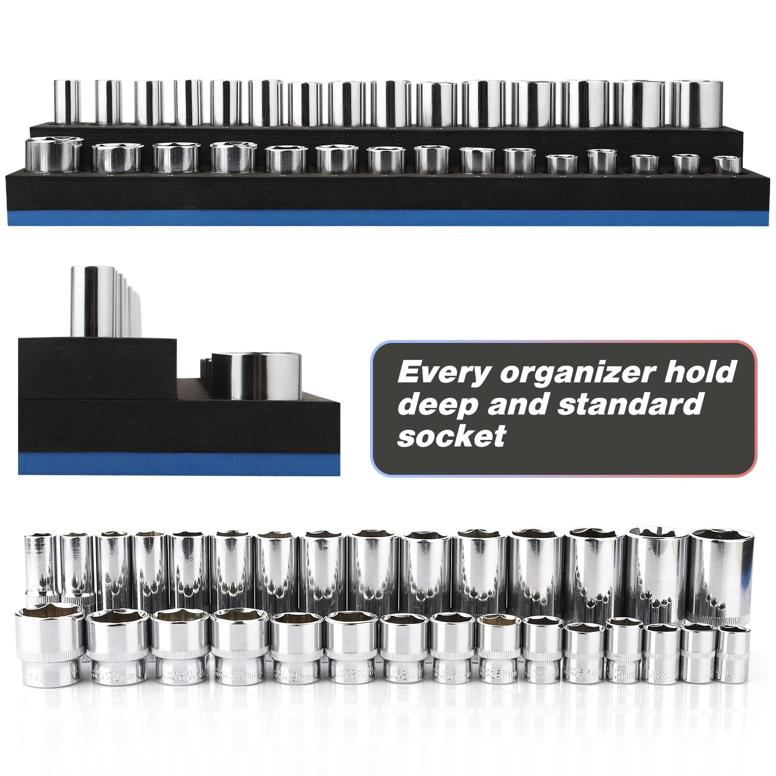6PCS Socket Organizer Set - Heavy Duty EVA Foam Holder for 1/2