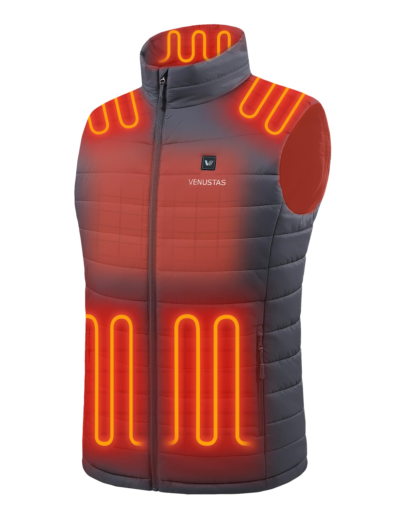 Venustas Upgraded Battery Heated Vest for Men - 20 Hours Long-Lasting Warmth, Winter Quilted Jacket with USB Power Bank - Perfect for Outdoor Activities, Hiking, Skiing & Cold Weather Commuting