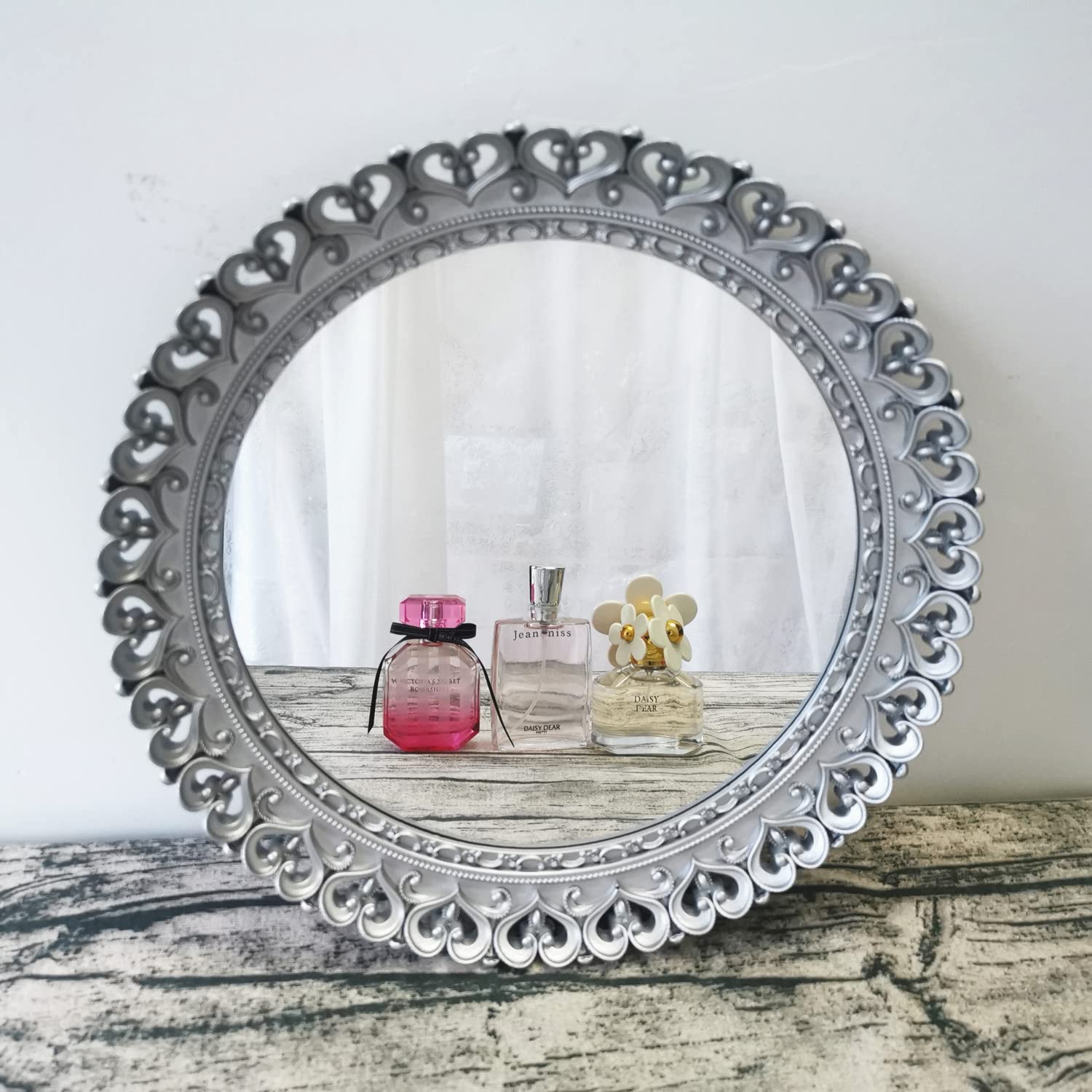 Hamphinee Silver Crown Mirror Tray - 12'X12' Decorative Dresser Organizer & Serving Tray for Perfume Display, Jewelry Storage, Vanity Decor, and Elegant Home Entertaining