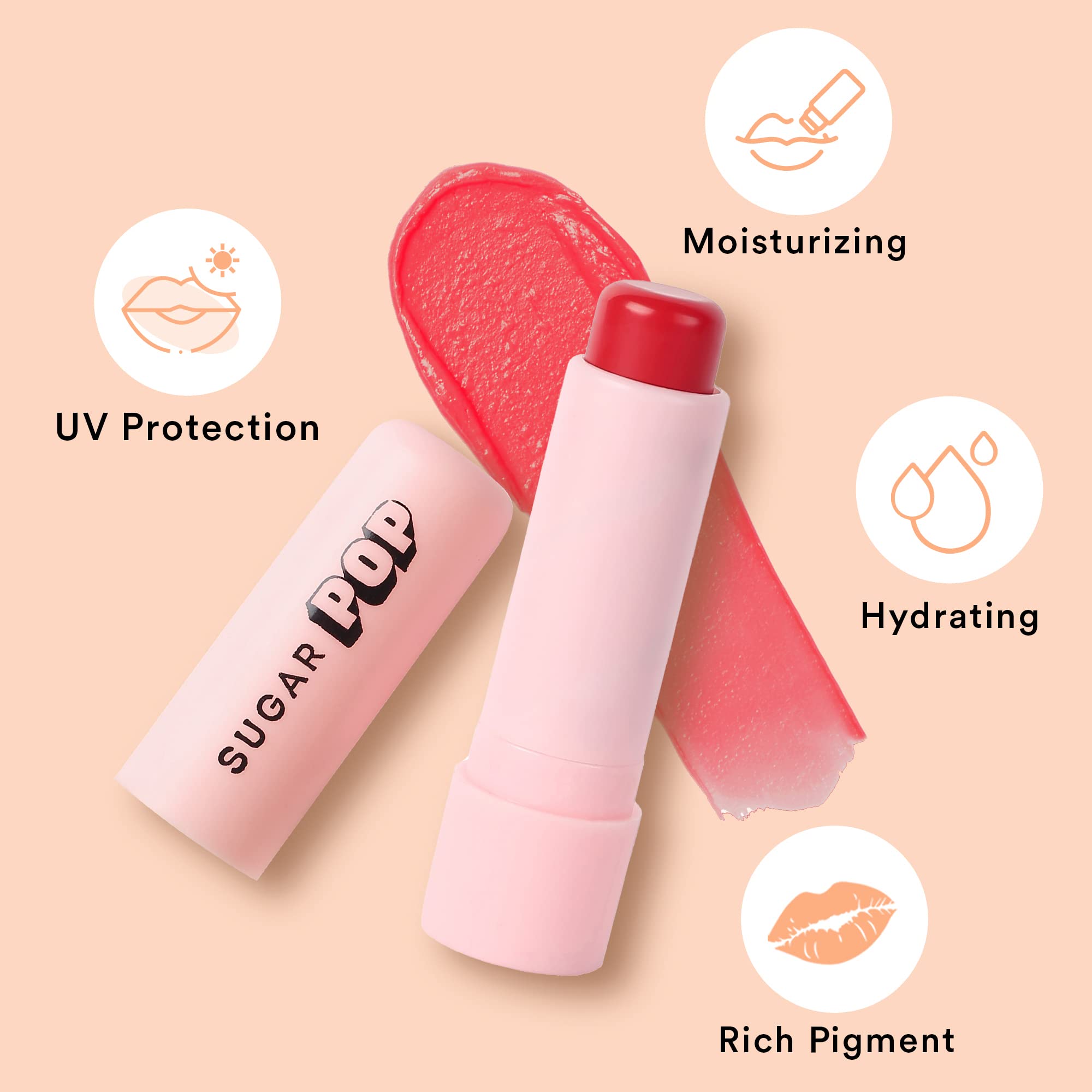 SUGAR POP Matte Lipstick - 01 Taupe (Dusty Rose) – 4.2g – Long Lasting Matte Lipstick for Women | SUGAR POP Nourishing Lip Balm - 02 Cherry (Cherry Red) – 4.5g – Hydrating Lip Care | Perfect for Everyday Wear, Date Night & Special Occasions